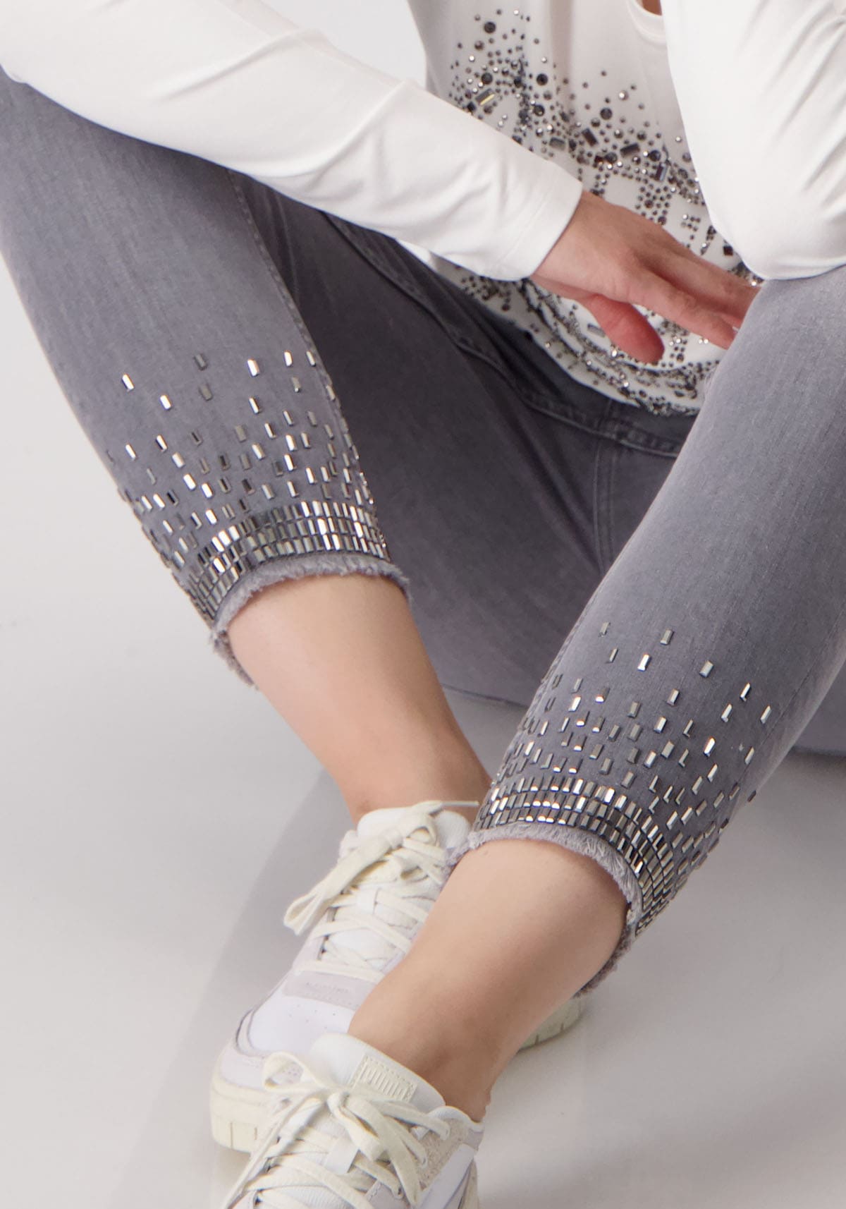 Monari 7/8-Jeans »Hose Jeans Schmuck«, mit Strass