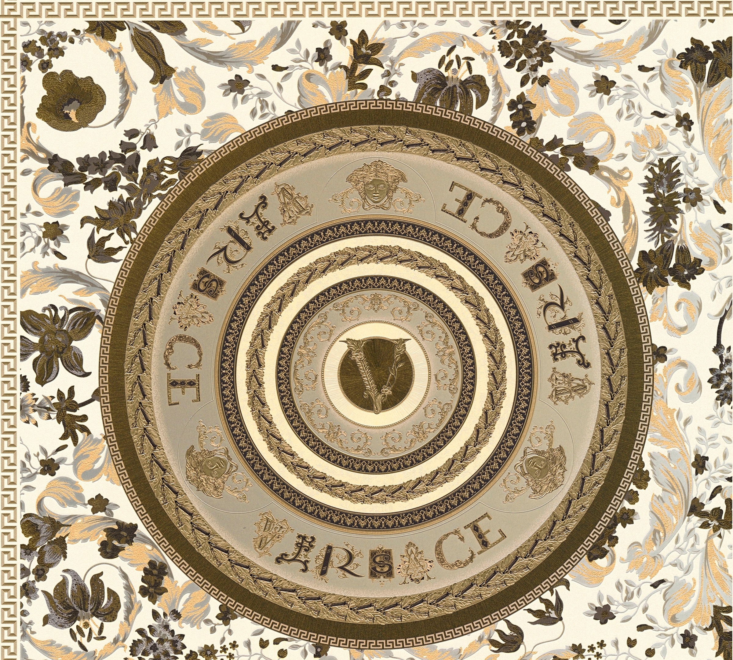 VERSACE Vliestapete "Wallpaper Versace 5 Floral Design", B/L: 0,7mm x 10,05mm, Rollen:, beige, Wohnzimmer, Tapeten, Designertapete auffallende