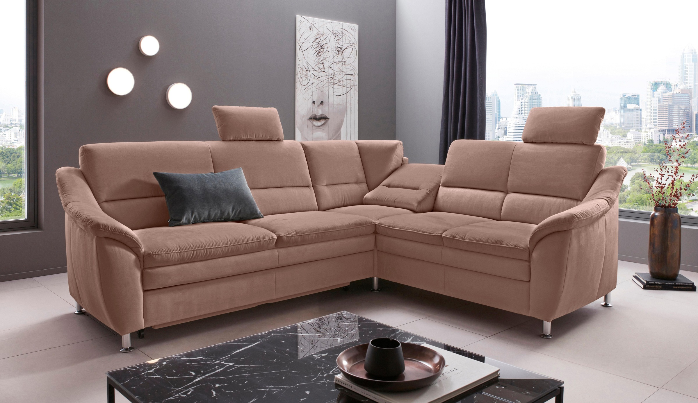 OTTO home Ecksofa "Cardoso L-Form" Federkern, wahlweise mit Bett, Schubkasten, teilweise Relaxfunktion