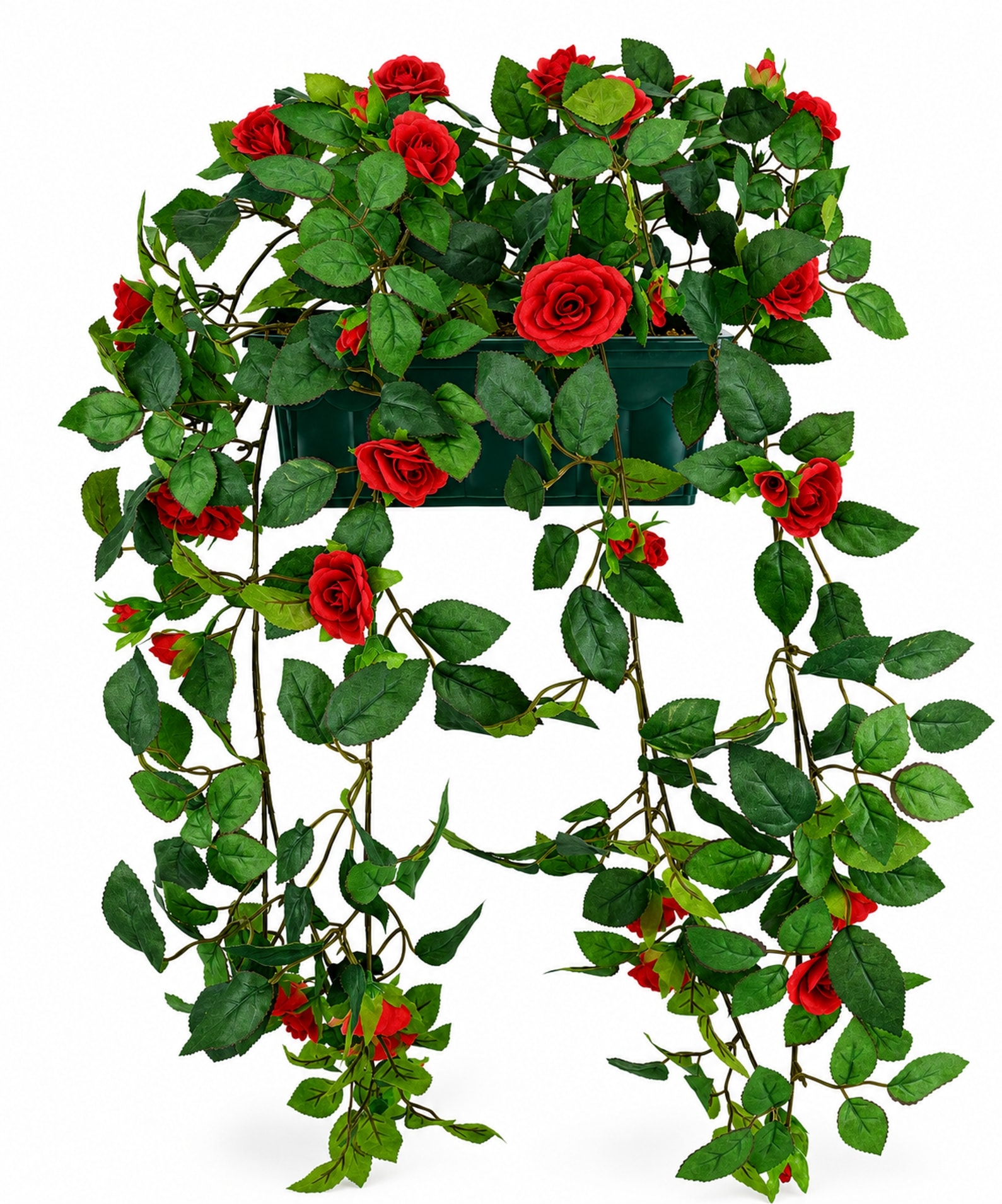 I.GE.A. Kunstblume "Künstlicher Wildrosen-Busch im Kasten 57cm Deko Rosen Kunstrosen" Rosenbusch Wildrosen Kunstpflanze Blumen Hochzeitsdeko Blumendeko Deko