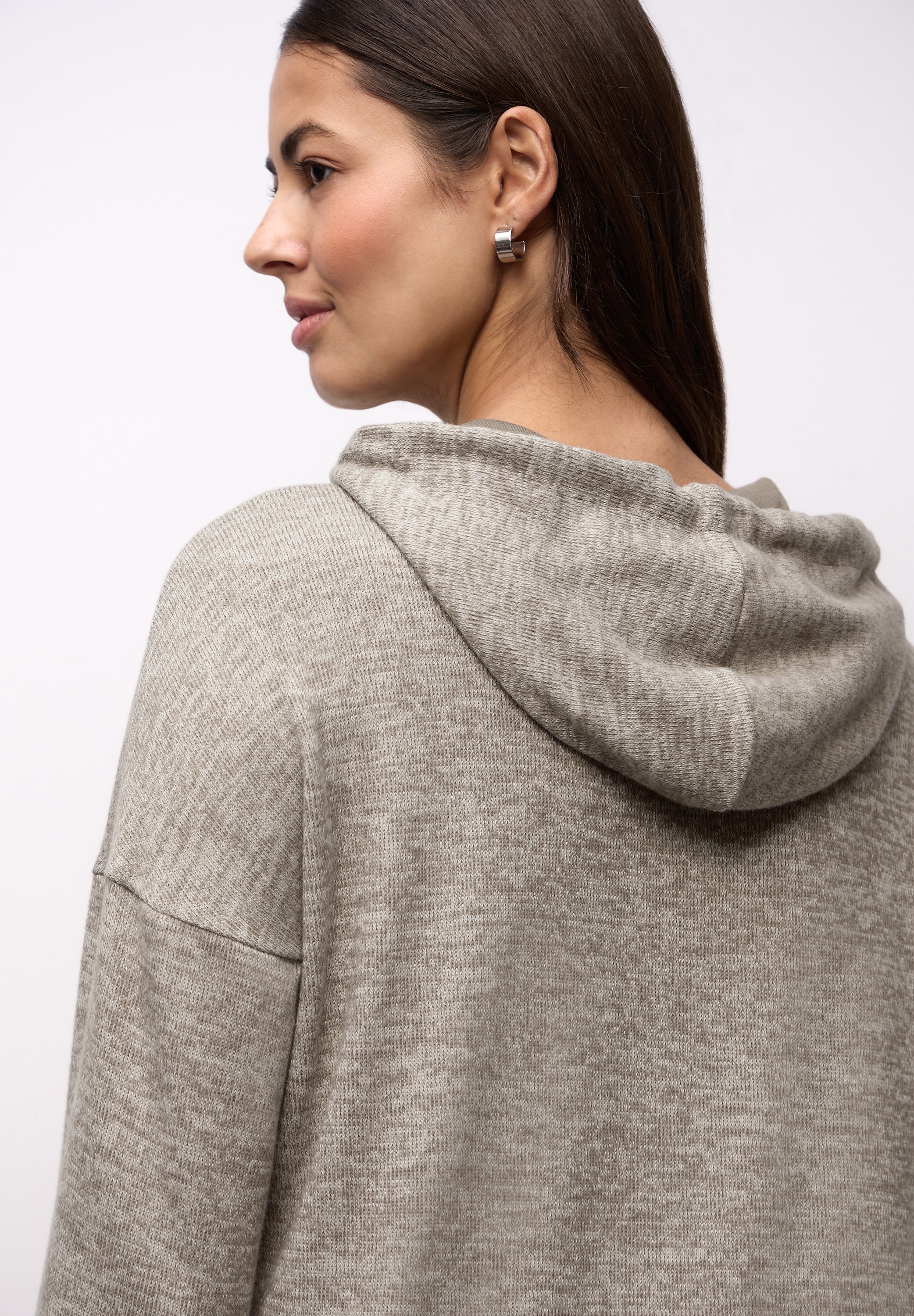 STREET ONE Kapuzenpullover mit Kapuze mit Tunnelzug und im Melange-Look günstig online kaufen