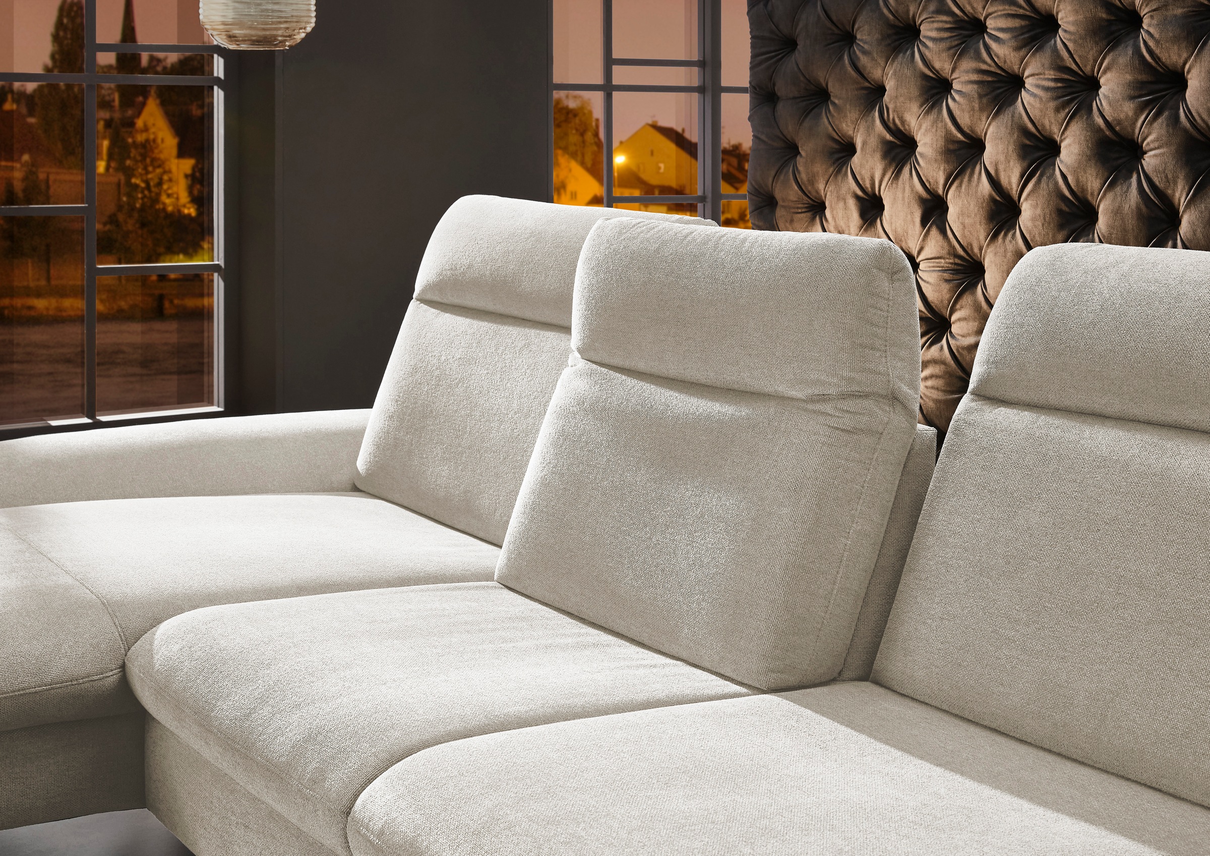 HUKLA Ecksofa »HU-HP22156 L-Form«, inkl. Kopfpolsterverstellung, optional mit Sitztiefenverstellung
