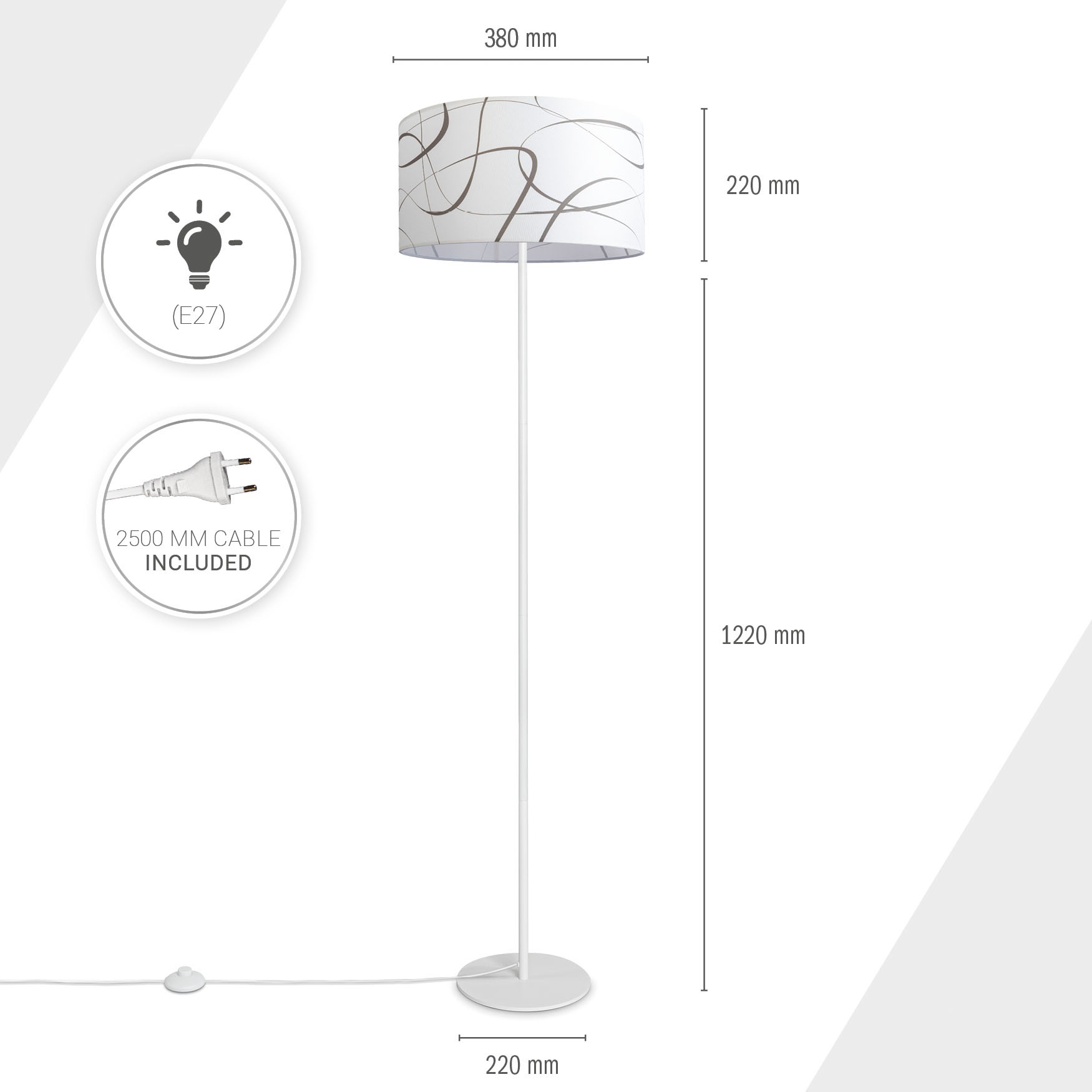 Paco Home Stehlampe »Luca Tribal«, Leuchtmittel E27 | ohne Leuchtmittel, Stehlampe Dreibein Mit Lampenschirm Stoff Modern Abstrakt Uni E27