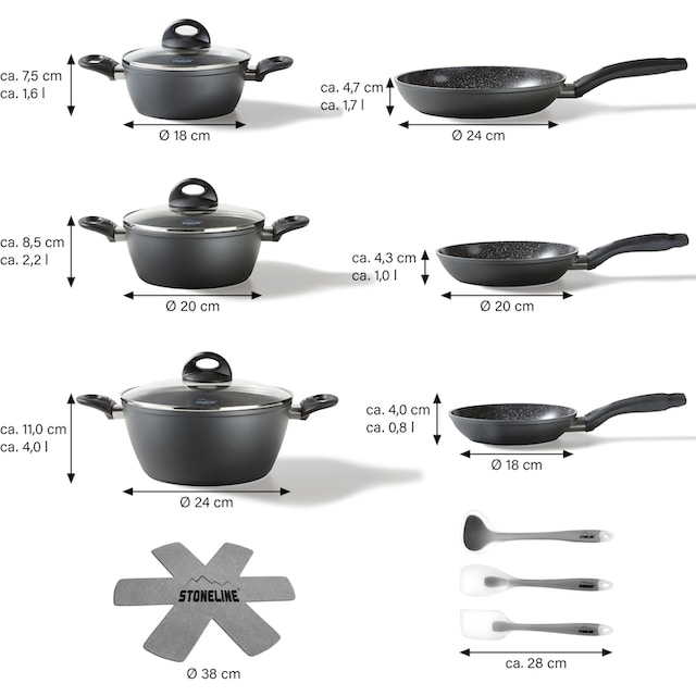 STONELINE Topf-Set, Aluminium, (Set, 14 tlg.),  Keramik-Antihaftbeschichtung, Induktion bestellen | BAUR