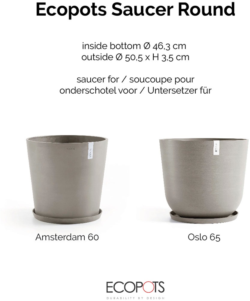 ECOPOTS Blumentopfuntersetzer »ROUND SAUCER Taupe« BxTxH: 50,5x50,5x3,5 cm