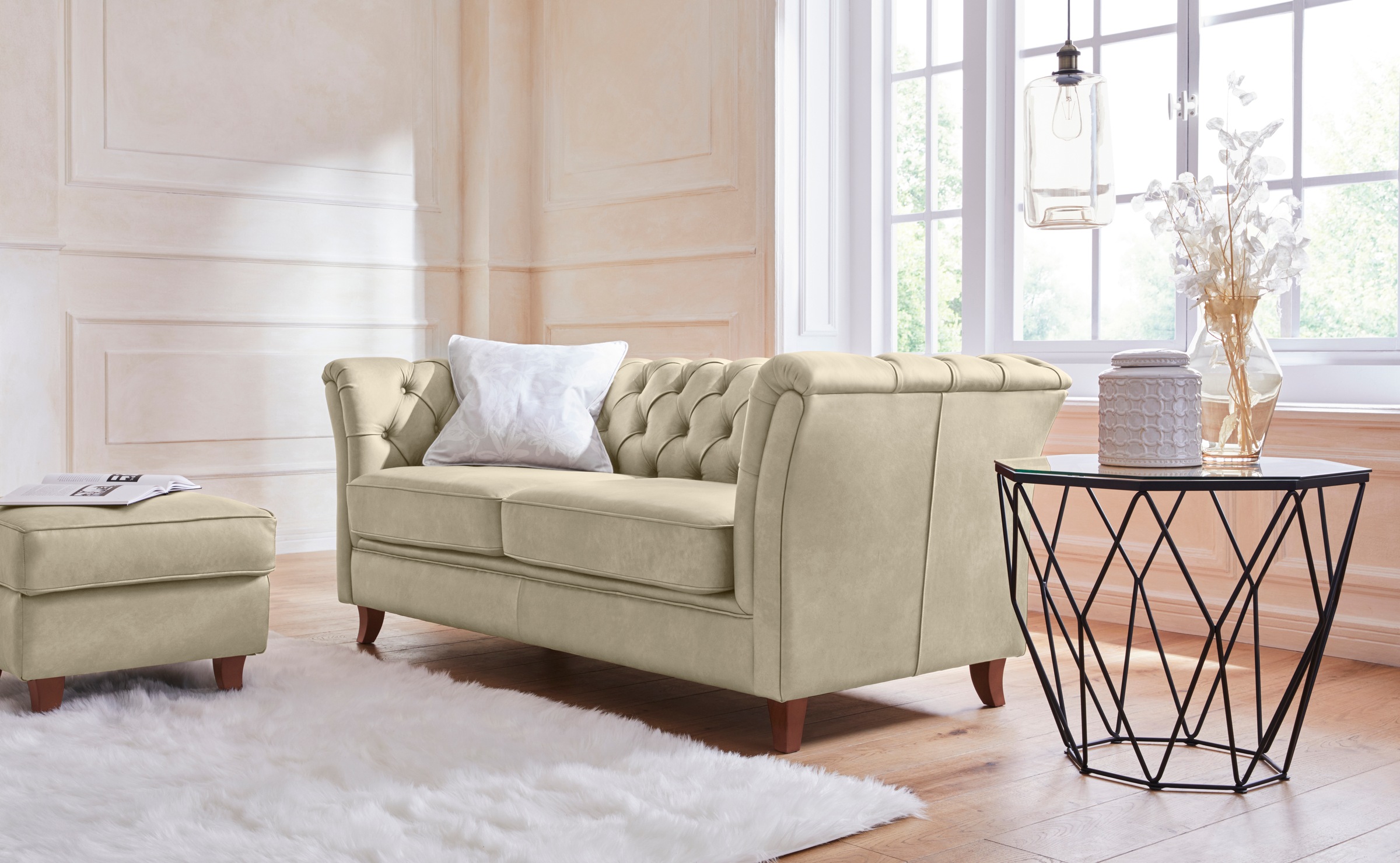 Home affaire Chesterfield-Sofa "Reims", mit echter Chesterfield-Knopfheftun günstig online kaufen