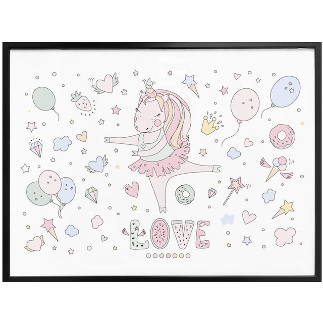 Wall-Art Poster »Ballerina Einhorn Kinder Party«, Kinder, (1 St.), Poster,  Wandbild, Bild, Wandposter bestellen | BAUR