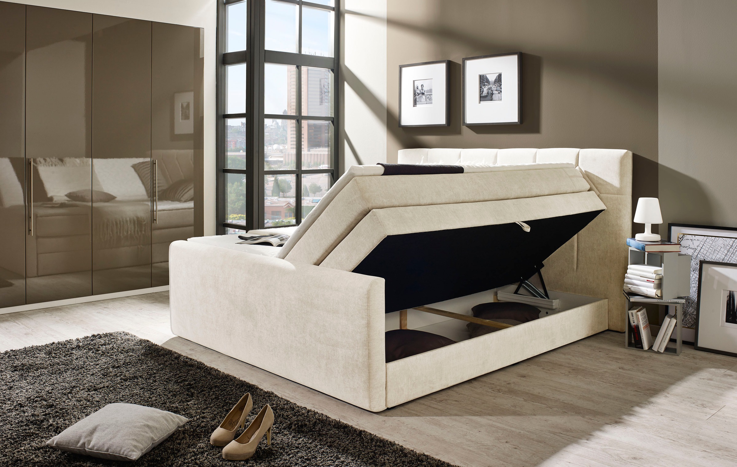 Places of Style Boxspringbett »Atlanta«, inklusive Topper und Bettkasten