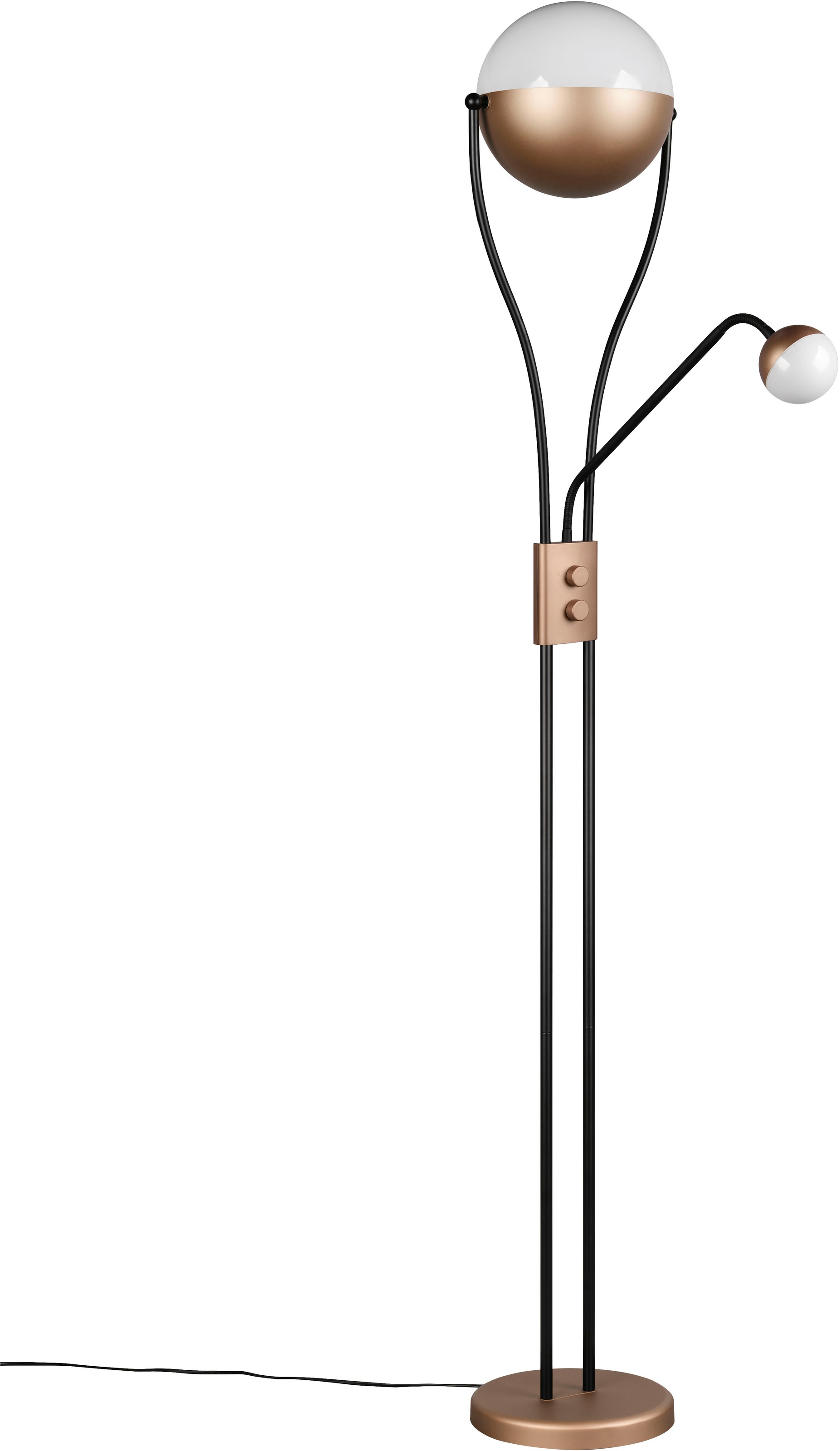 TRIO Leuchten LED Stehlampe »CHRIS, LED Stehleuchte Höhe 180cm, mit Lesearm, Drehdimmer«, 2 flammig, Leuchtmittel LED-Board-LED-Board | LED fest integriert-LED fest integriert, flexibles Leselicht getrennt schalten + dimmen, warmweißes Licht 3000K