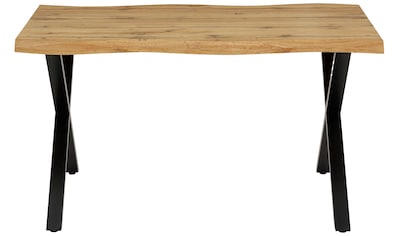 Esstisch »GRETA«, Baumkantentisch (Nachbildung), versch. Größen, X-Gestell, 46mm Stärke