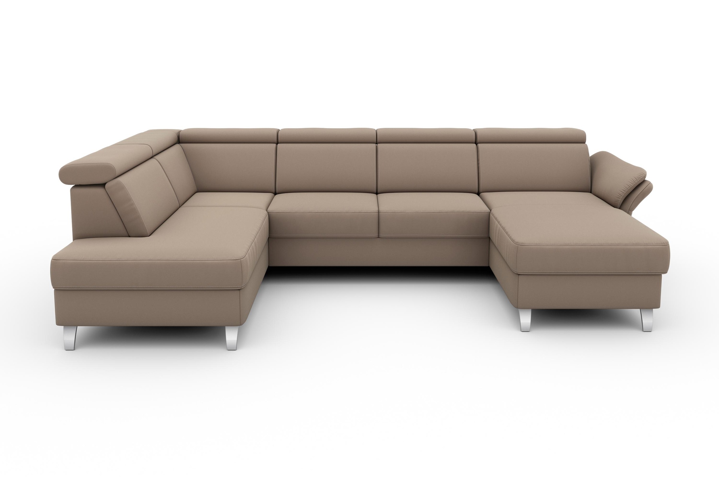 Wohnlandschaft SIT & MORE "Vincenzo U-Form", braun (macchiato), B:317cm H:84cm T:93cm, Sofas, Wohnlandschaft, inklusive Kopfteilverstellung, wahlweise mit Bettfunktion, Bettkasten