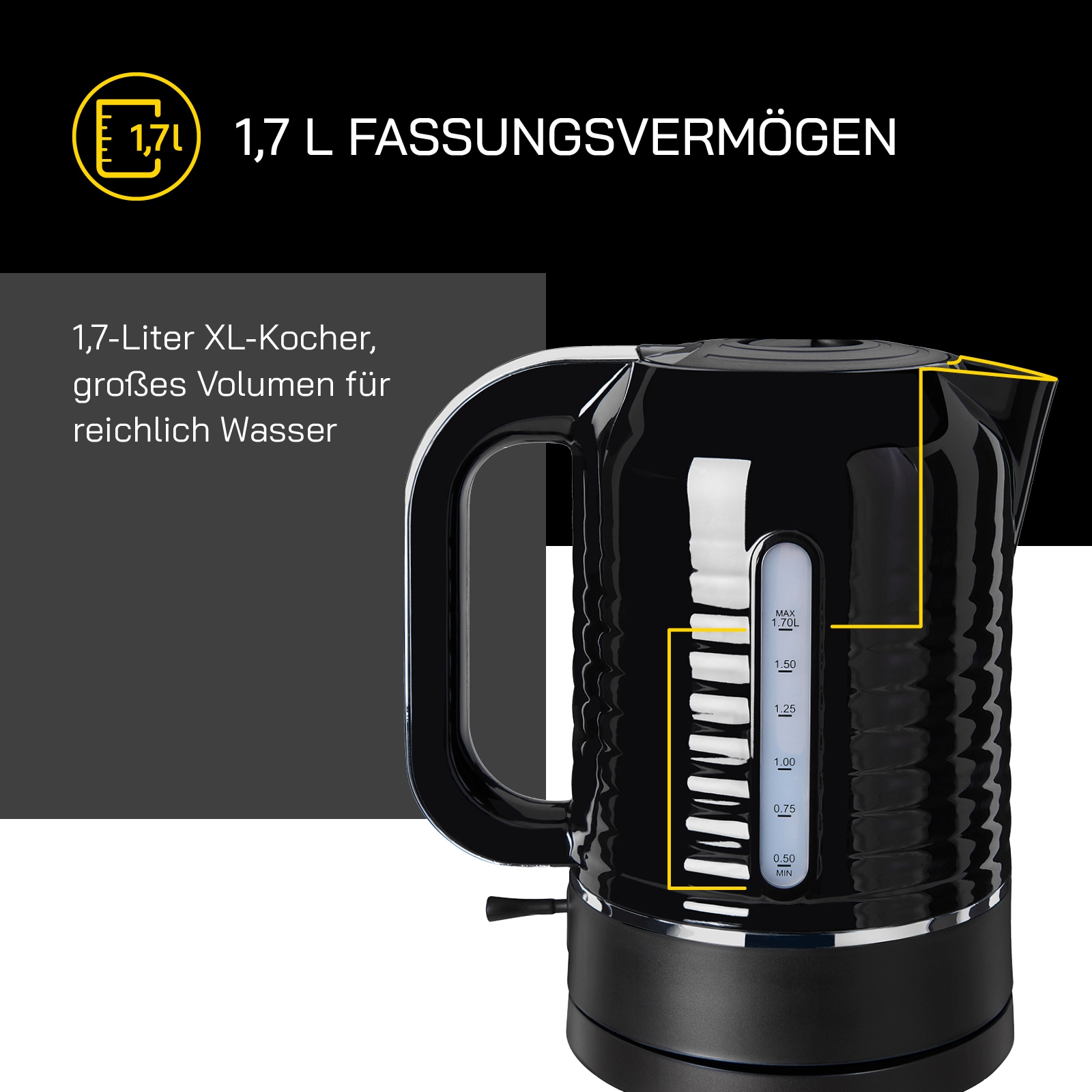 Gutfels Wasserkocher »WATER 3300 C«, 1,7 l, 2000 W, 1,7 L, 2200 Watt