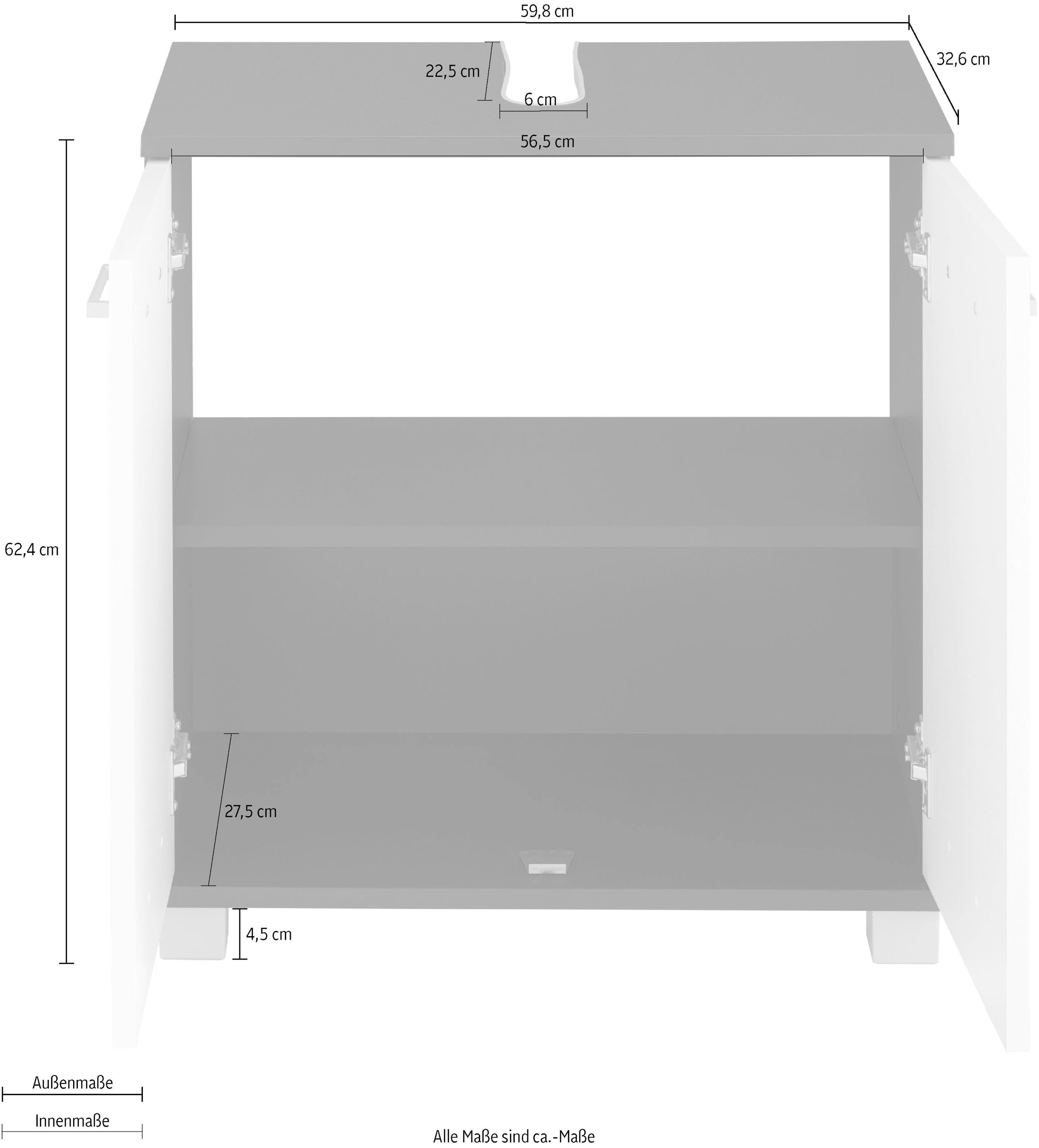 Schildmeyer Waschbeckenunterschrank »Mobes«, Breite/Höhe: 59,8/62,4 cm,  Badschrank mit Doppeltür, Zwischenboden bestellen | BAUR