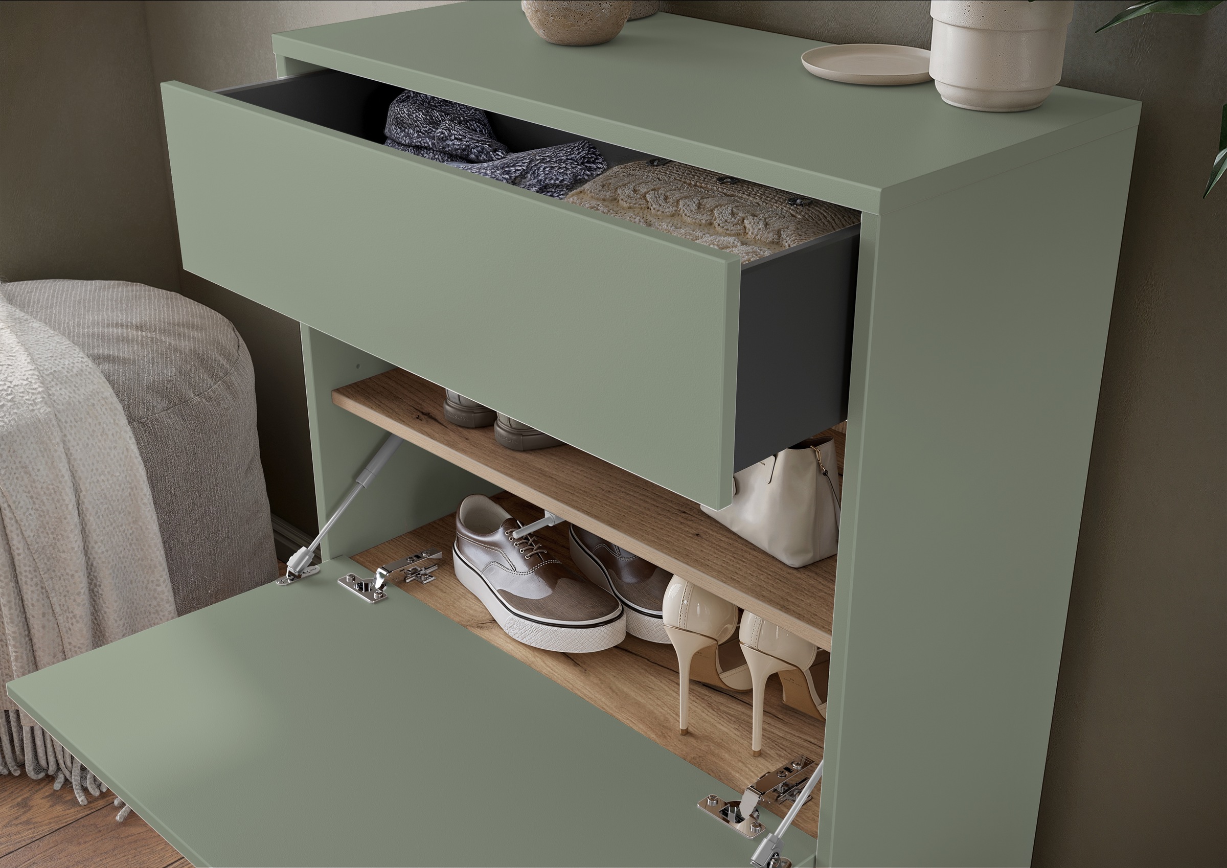 GERMANIA Schuhschrank »Binetto« 1 Stk. tlg. Schuhschrank mit einer Schublade, zwei Klappen und Push-to-open Tech.