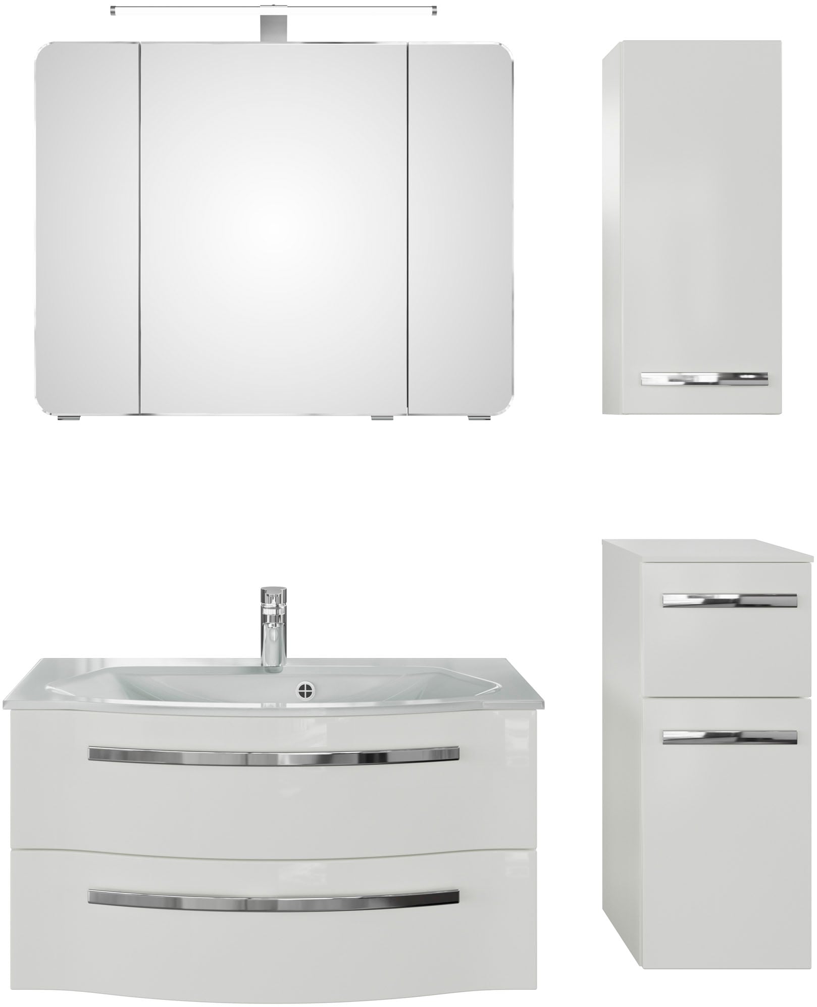 Saphir Badmöbel-Set "Serie 4005, vormontiert, Glaswaschbecken, Spiegelschra günstig online kaufen