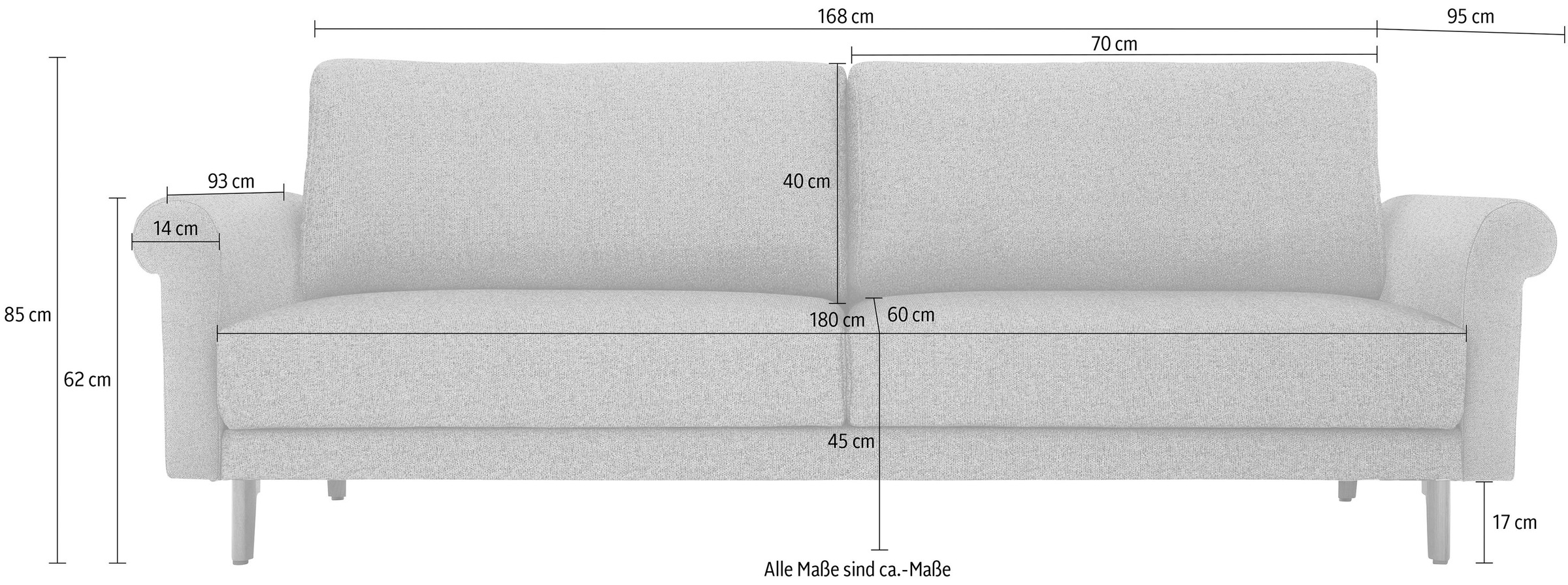 hülsta sofa 2-Sitzer »hs.450«, Landhaus, | BAUR Nussbaum, modern 168 Füße cm in Breite