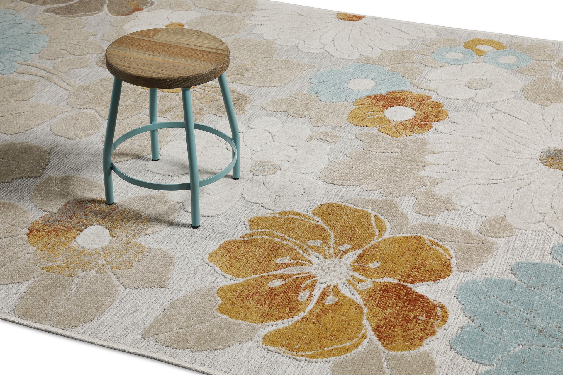 Wecon home Outdoorteppich »Beach Flower«, rechteckig, 5 mm Höhe, Läufer, für Innen & Außen, pflegeleicht, Hoch-Tief Effekt