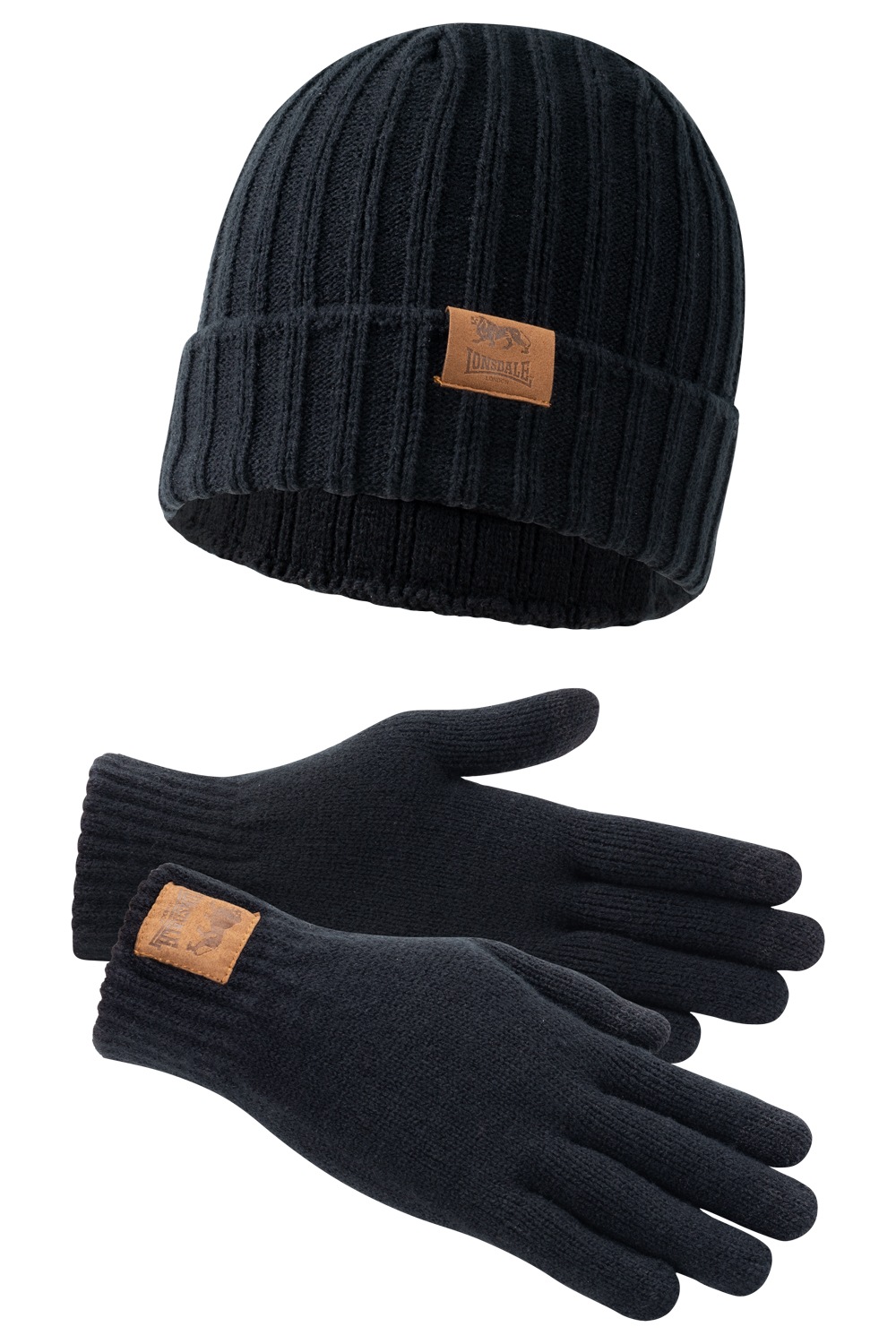 LONSDALE Herren Strickmütze "DEAZLEY", schwarz, Gr. L, Obermaterial: 100% Polyacryl, Mützen