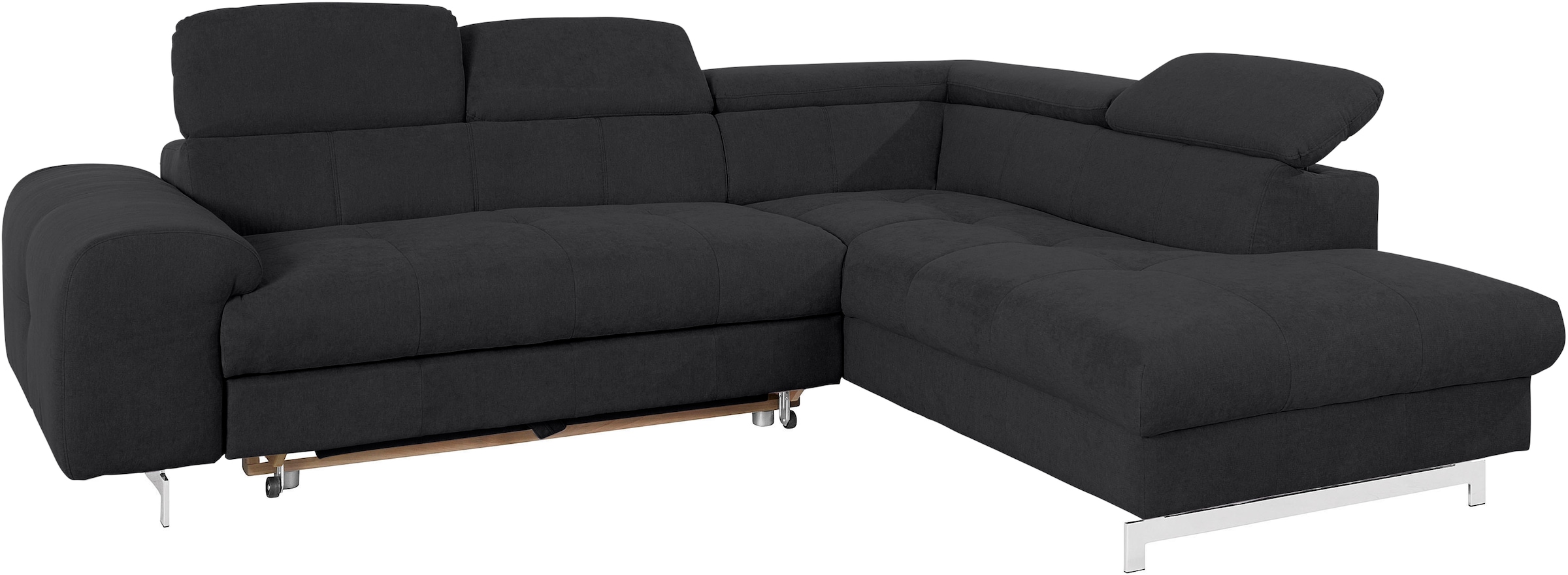 COTTA Ecksofa »Chef L-Form«, mit Kopfteilverstellung, edle Metallkufen, wahlweise mit Bettfunktion
