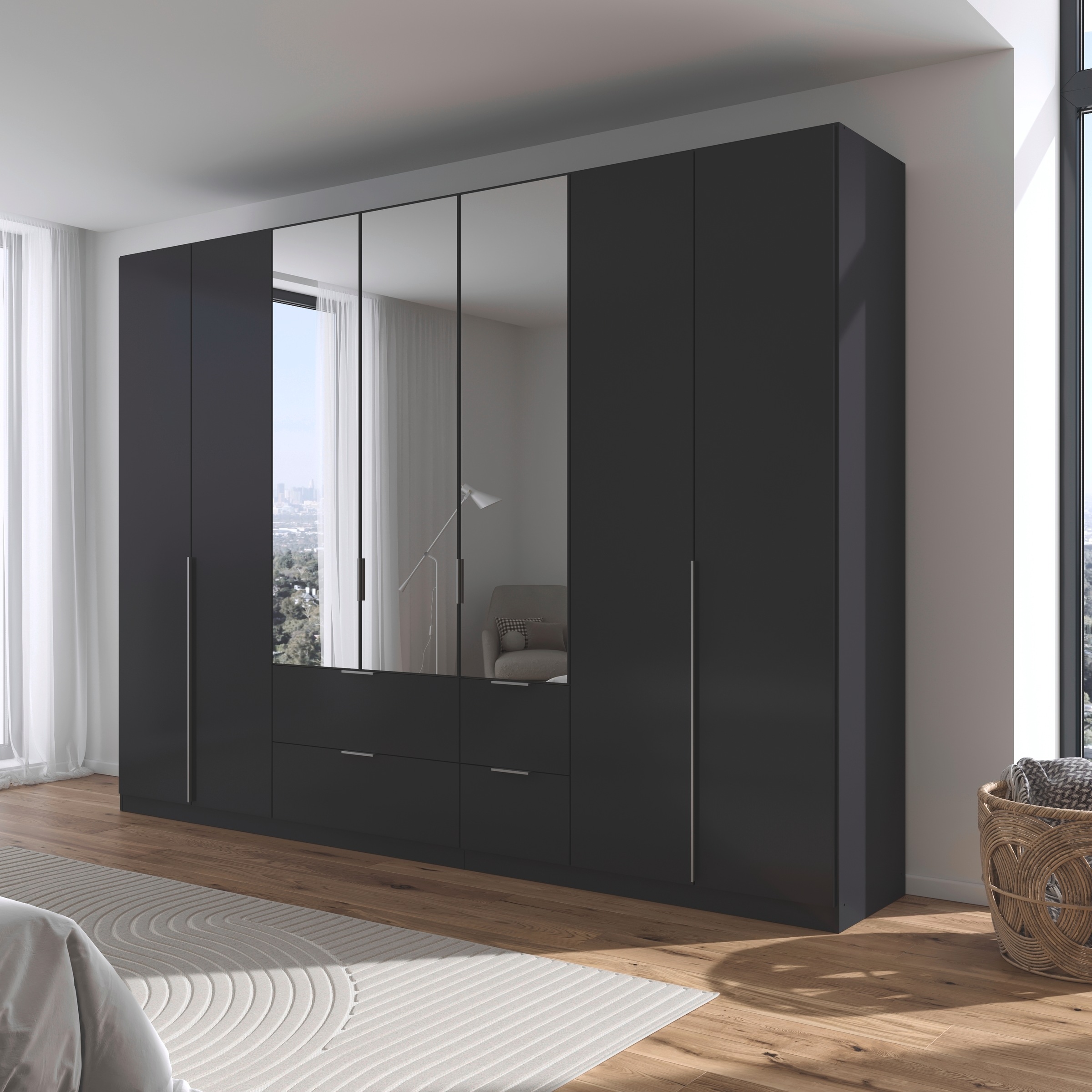 rauch Drehtürenschrank »Kleiderschrank Schrank Garderobe AGORDO mit Dekor- oder Hochglanzfront«, (in zwei Griff-Farben mit Dekor- oder Hochglanzfront), mit Außenschubkästen, in 6 Breiten und 2 Höhen MADE IN GERMANY