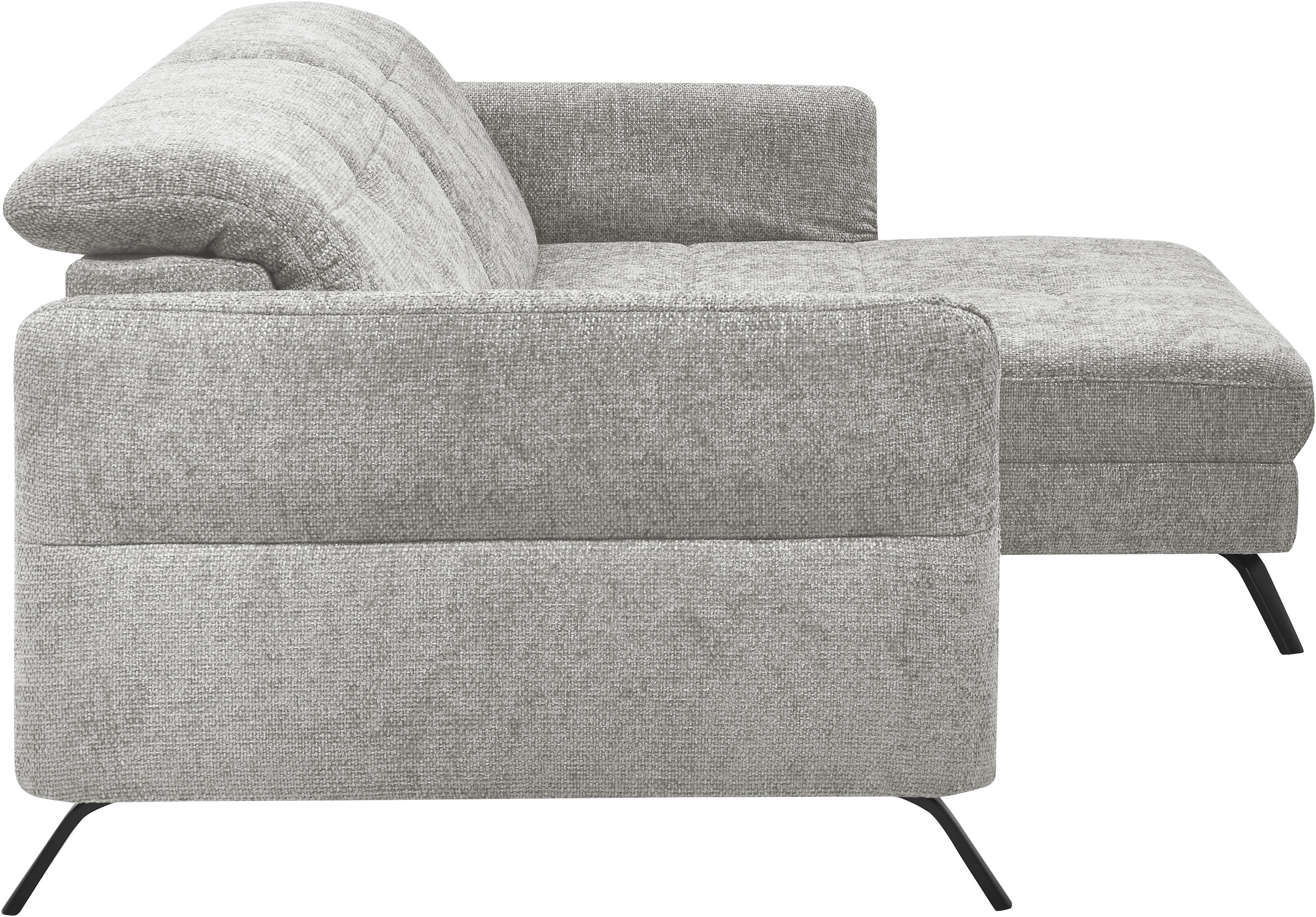 set one by Musterring Ecksofa »SO 4400 V«, wahlweise mit motorischer Bettfunktion & Kopfverstellung, Fuß schwarz