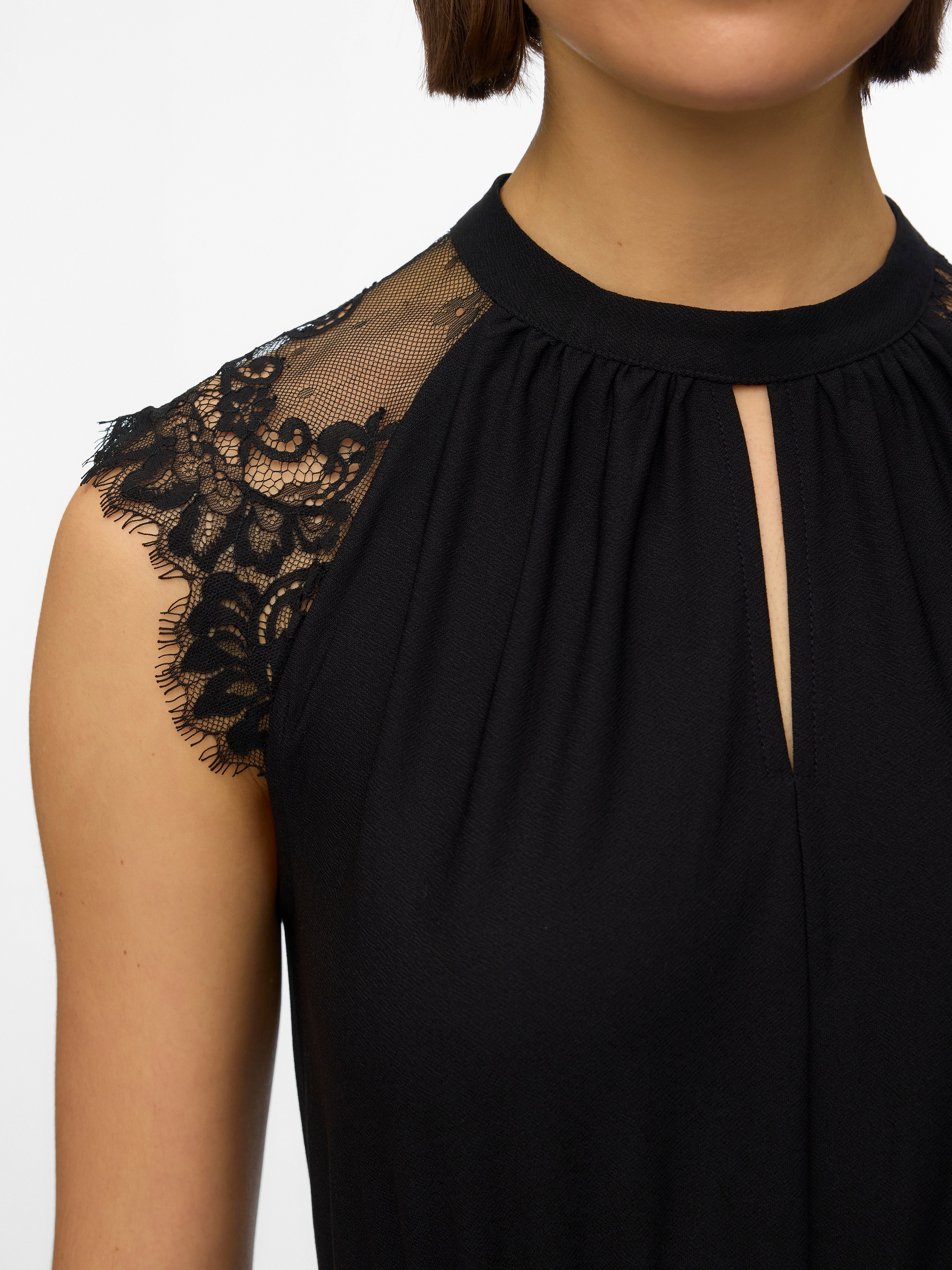 Vero Moda Minikleid »VMMILLA SL SHORT LACE DRESS NOOS« Materialmix, Spitze