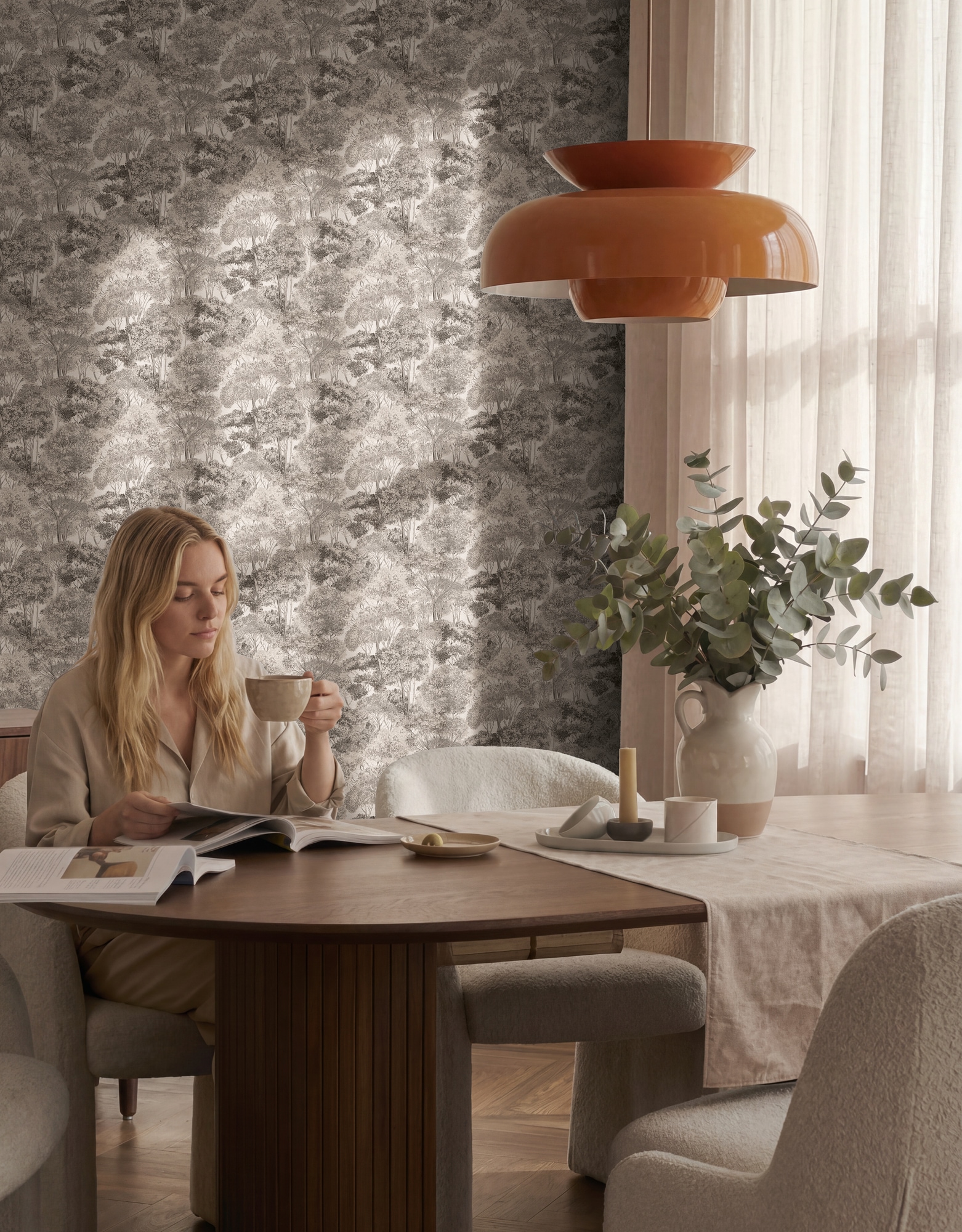 A.S. Création "Trend Spectrum Forest – Glitzernde Baumlandschaft Vliestapete" Glitzermuster Wald natürlich leicht strukturiert Elegante Baumlandschaft mit Glitzerakzenten und feiner Struktur