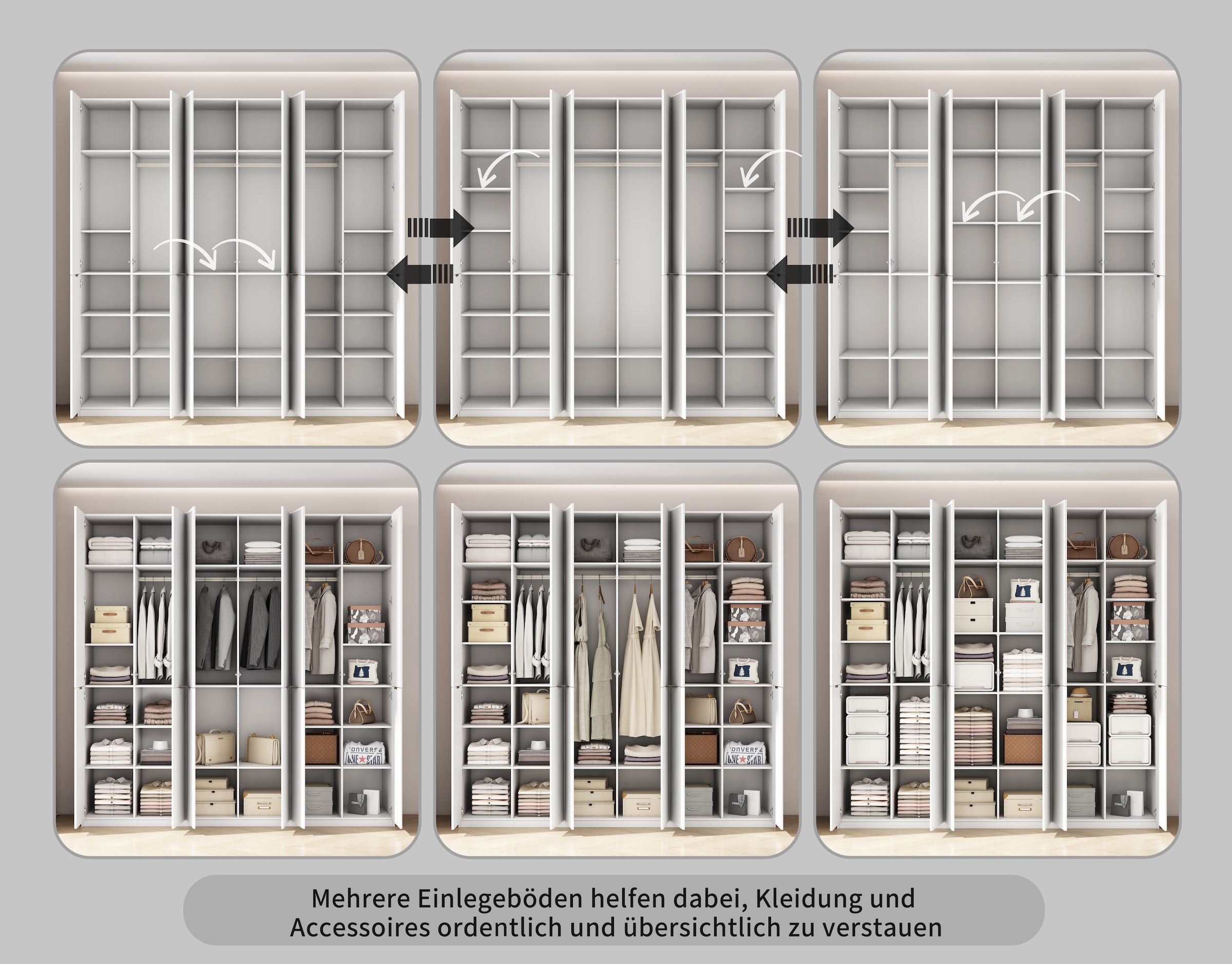 OTTO home Kleiderschrank »Jorella Schlafzimmerschrank Garderobe mit Softclose Türen« eleganter Schlafzimmerschrank Rillendesign Trend Breite 241cm