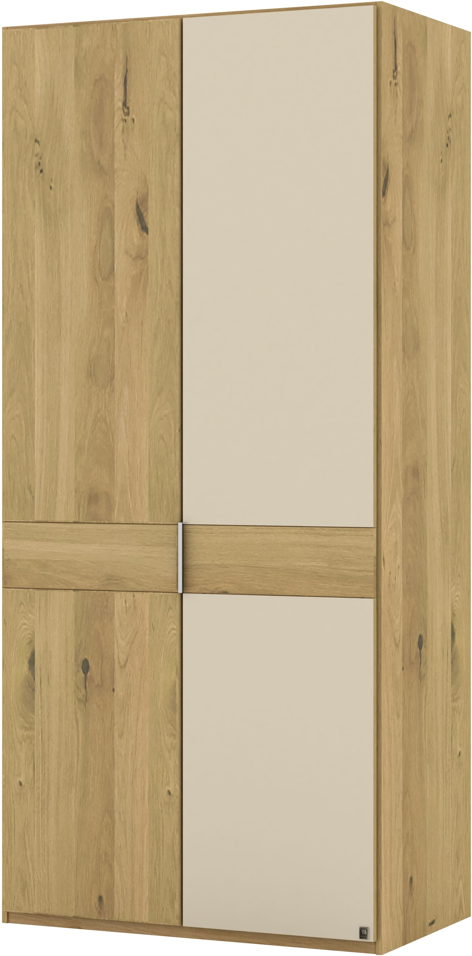Musterring Drehtürenschrank »Savona, Kleiderschrank, Schrank, Garderobe, teilmassiv Eiche«, (mit Türdämpfern, mit Spiegel oder Glas, extra Böden, MADE IN GERMANY), Türen in Bianco-Eiche massiv, Spiegel-/Glastüren, verschiedene Größen
