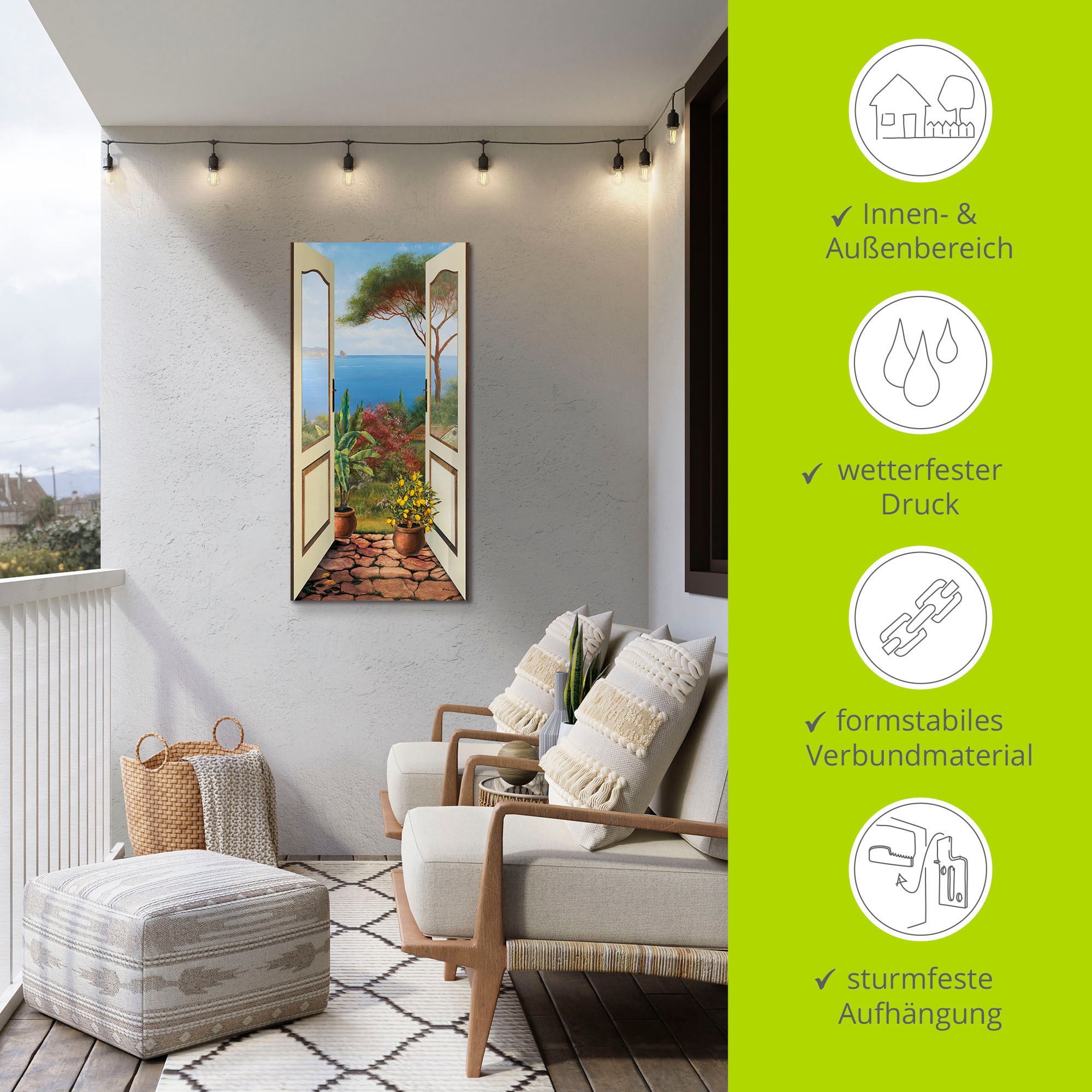 Artland Wandbild »Veranda am Meer«, Küstenbilder, (1 St.), als Alubild, Outdoorbild, Leinwandbild, Poster, Wandaufkleber