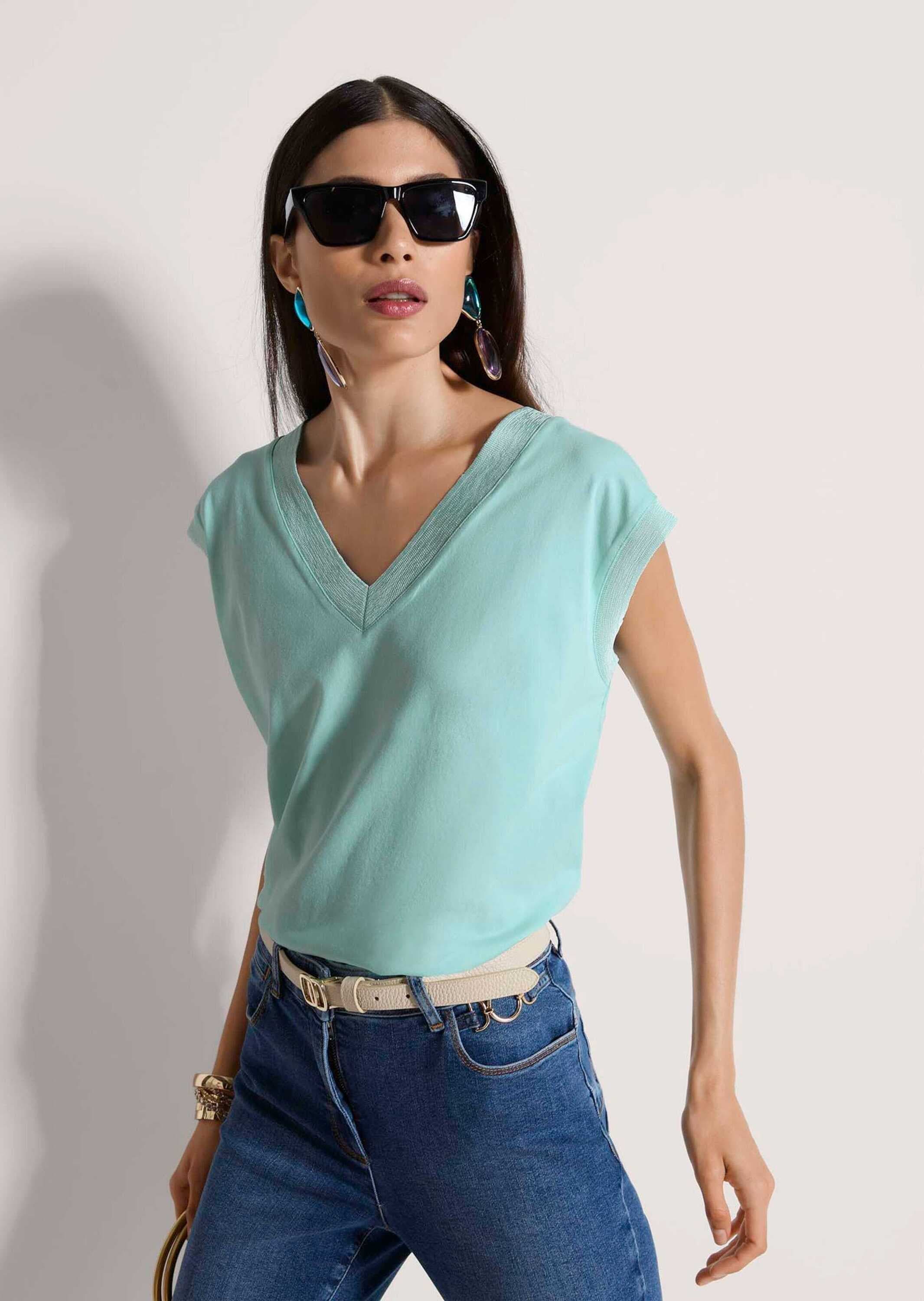 MADELEINE »Jerseyshirt Sommershirt mit Rippenbändern« Breites Rippenband