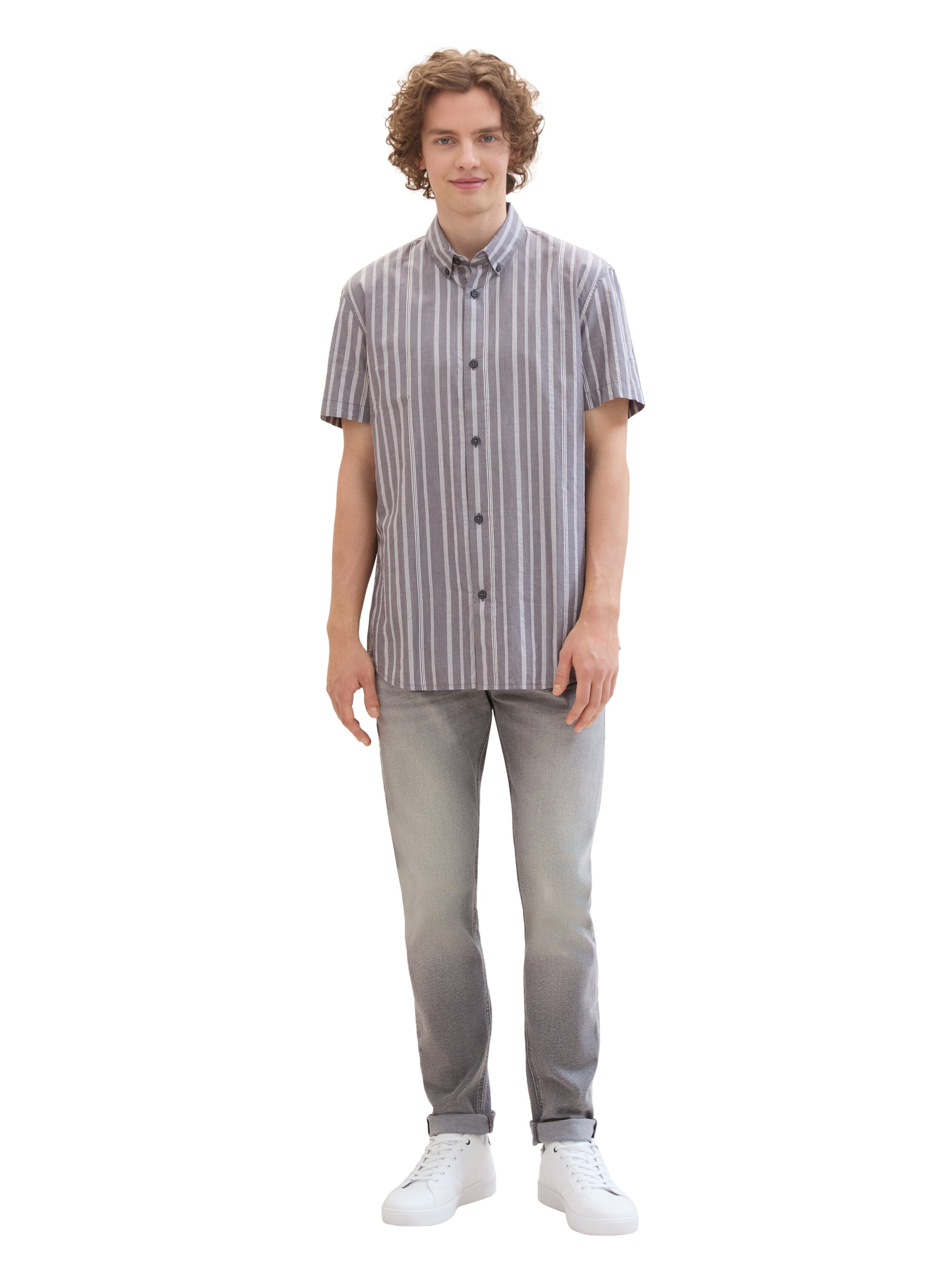 TOM TAILOR Denim Kurzarmhemd, mit Streifenmuster