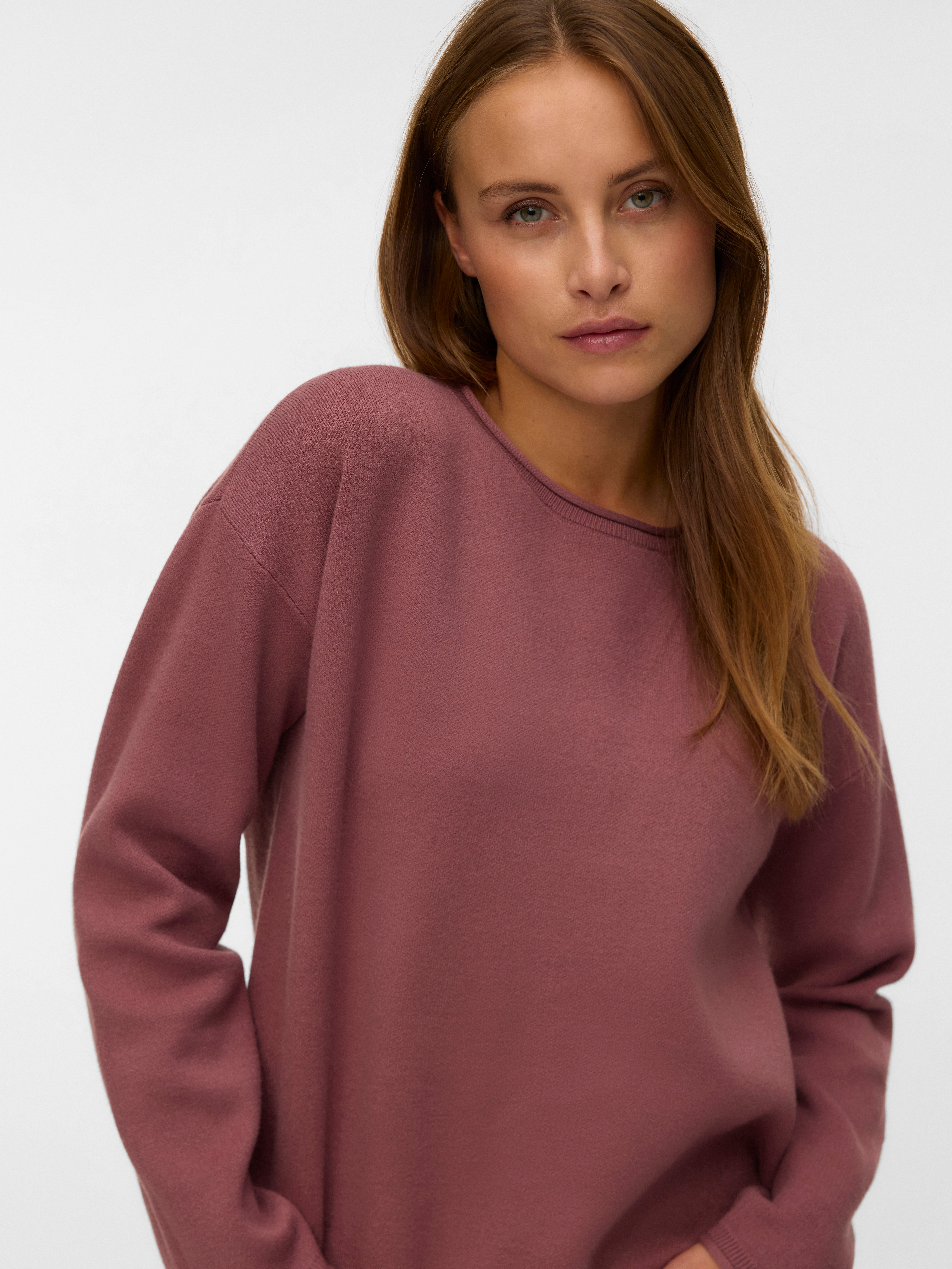 Vero Moda Strickpullover "VMGOLD ROLL LS O-NECK PULLOVER GA" Viskosemischung, regular fit