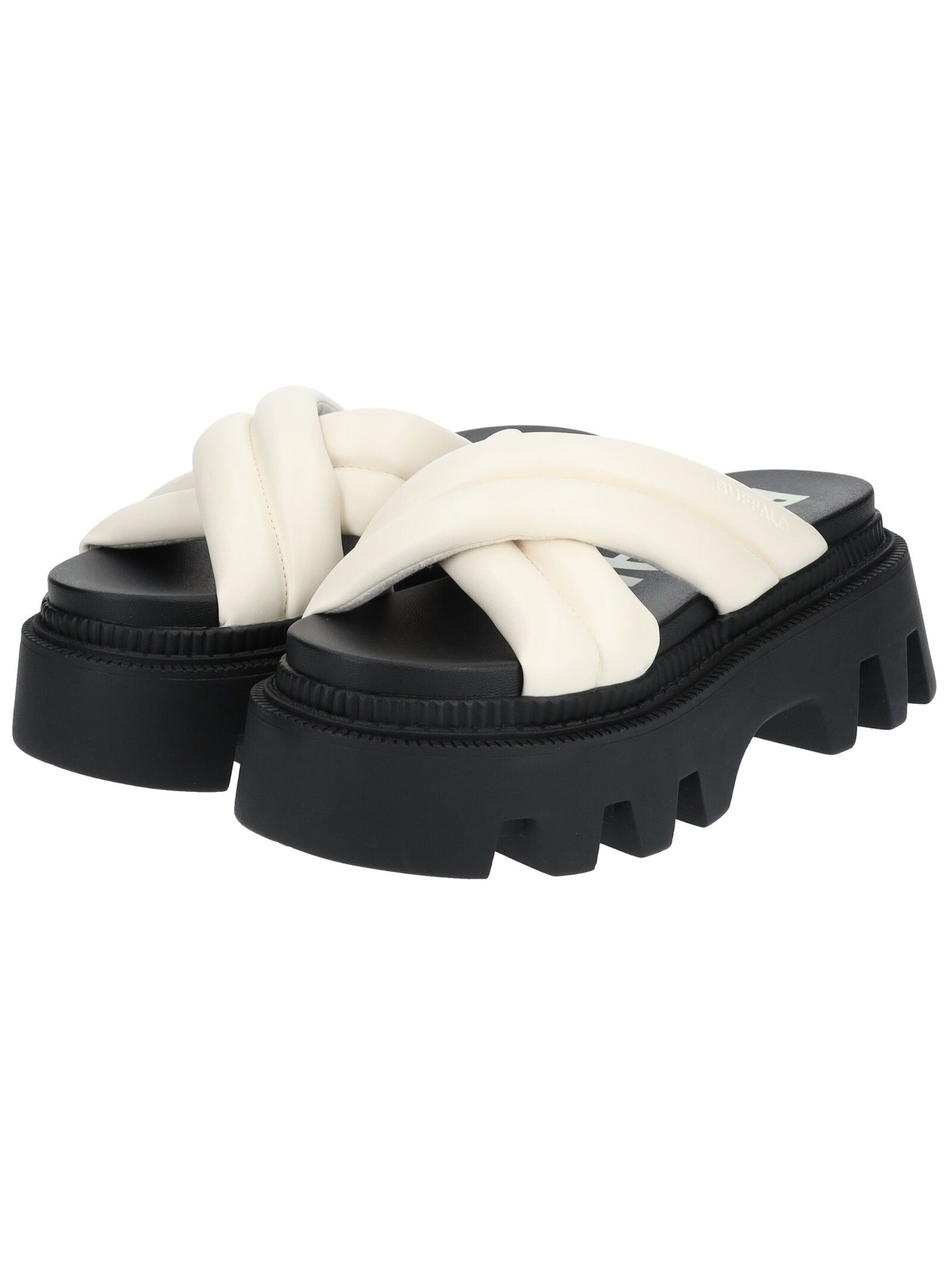 Pantolette BUFFALO "Buffalo Pantoletten Lederimitat", Damen, Gr. 40, weiß, Lederimitat, Schuhe Pantolette 3