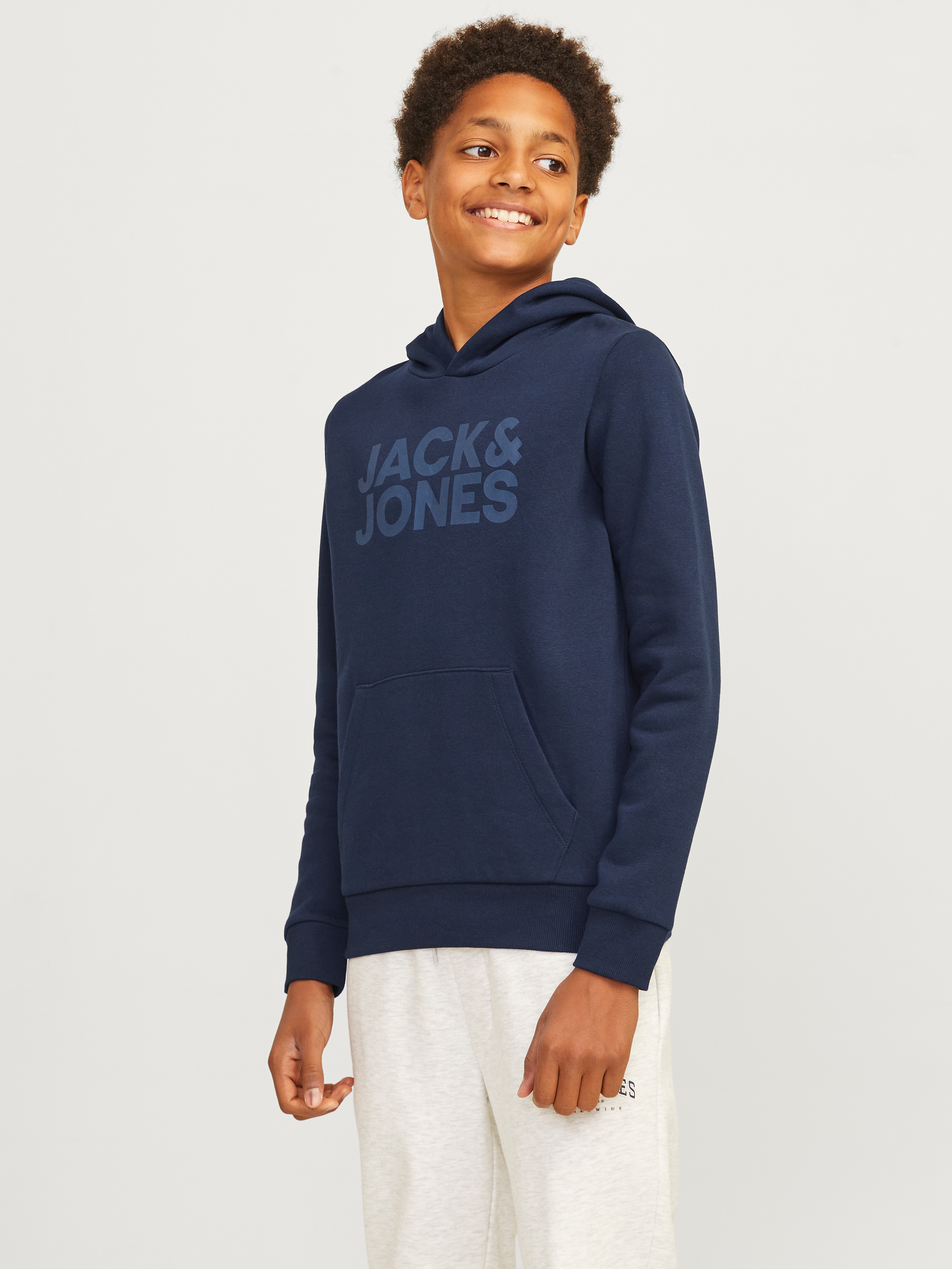 Jack & Jones Junior Kapuzensweatshirt "JJECORP mit Druck, Kängurutasche, pflegeleicht", Baumwollmischung, regular fit