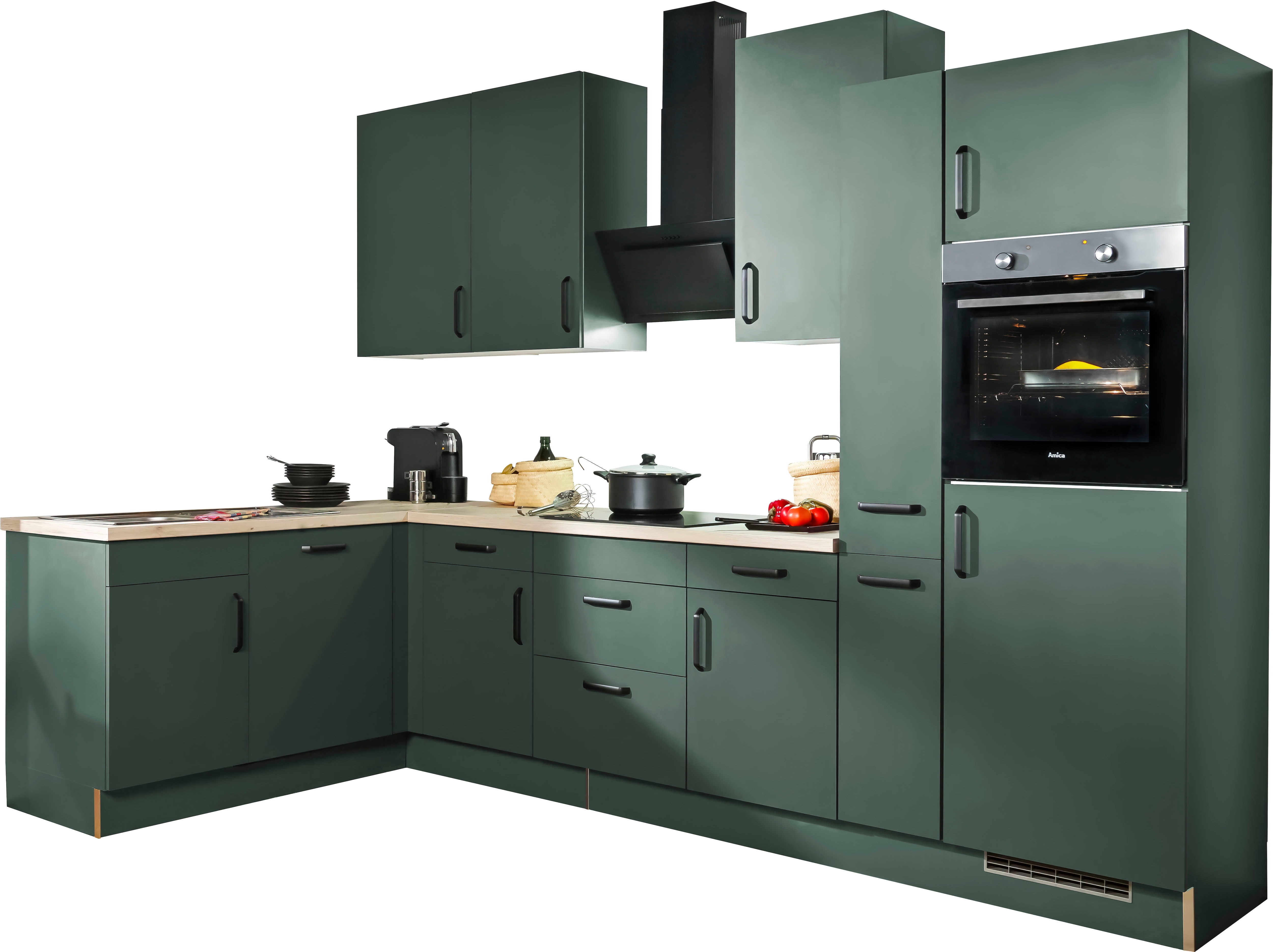 wiho Küchen ""Simi", mit verstellbaren Füßen, wahlweise mit E-Geräten" Soft-Close-Funktion in Schubkästen & Auszügen, Stellbreite 315/175 cm
