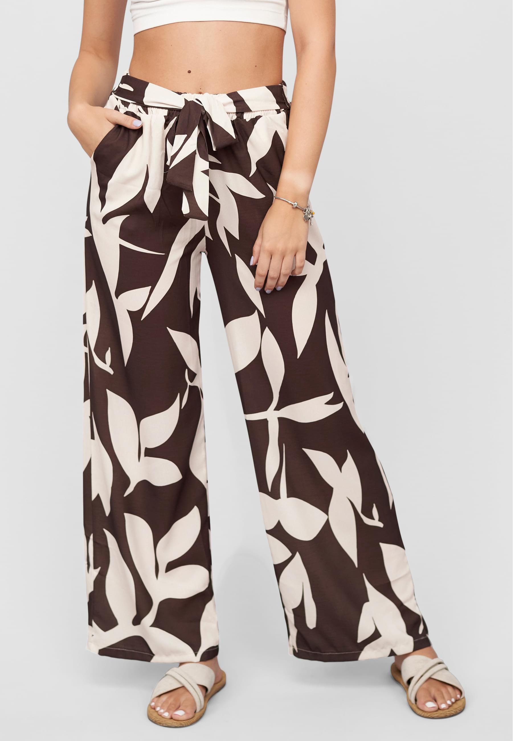 CLOUD 5IVE Stoffhose »CLOUD 5IVE Pants with tie belt and aop floral print«, (1 tlg.)