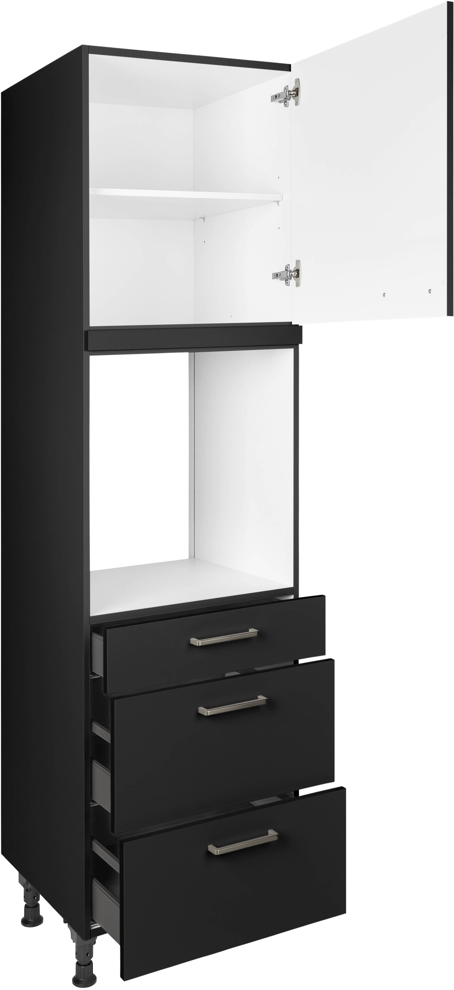 nobilia® Backofenumbauschrank »"Touch", Ausrichtung wählbar, mit Schublade und zwei Auszügen und«, einer Tür, vormontiert, Breite/Höhe: 60/216,6 cm