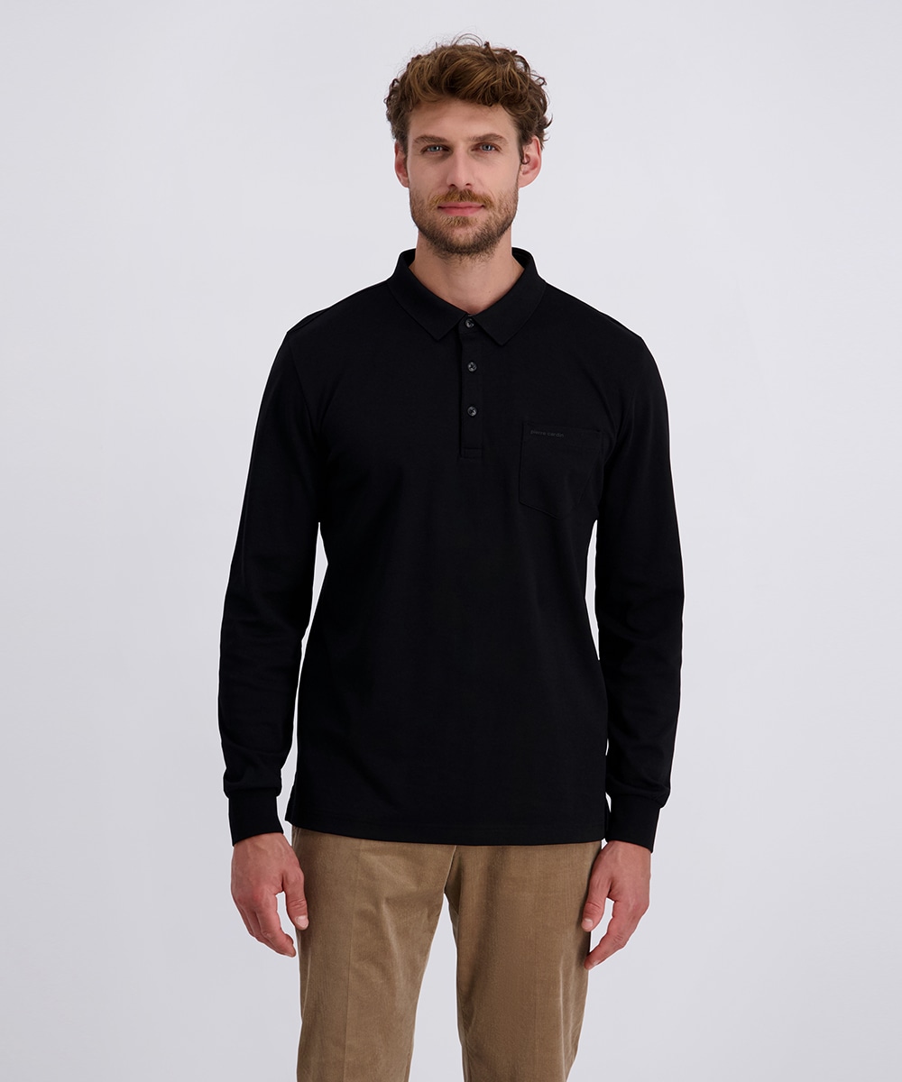 Pierre Cardin Langarm-Poloshirt, Brusttasche mit Marken- Applikation günstig online kaufen