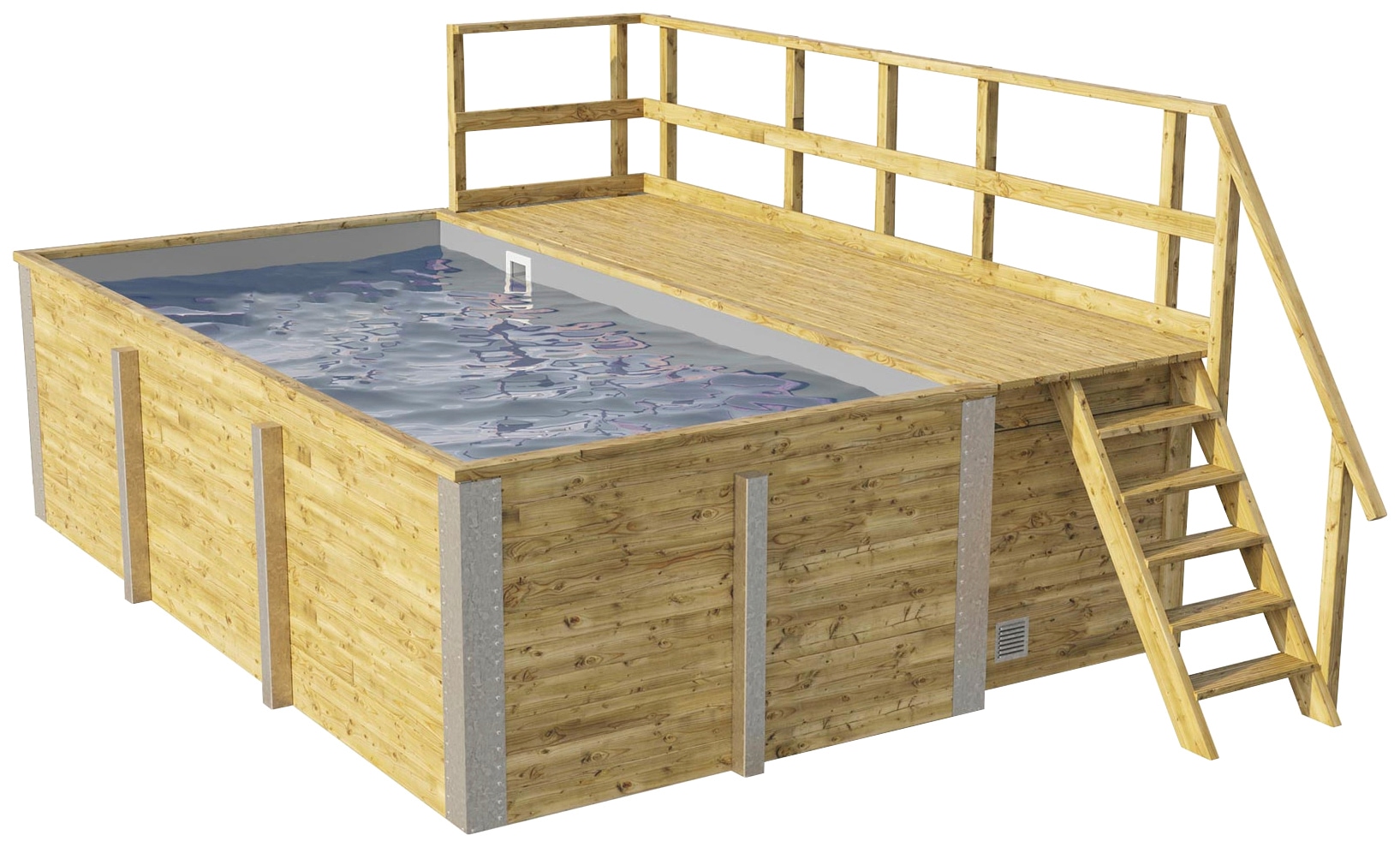weka Rechteckpool "595 Gr.1 mit Sonnendeck und Technikraum" BxLxH: 309x416x116 cm. verschiedene Folienfarben