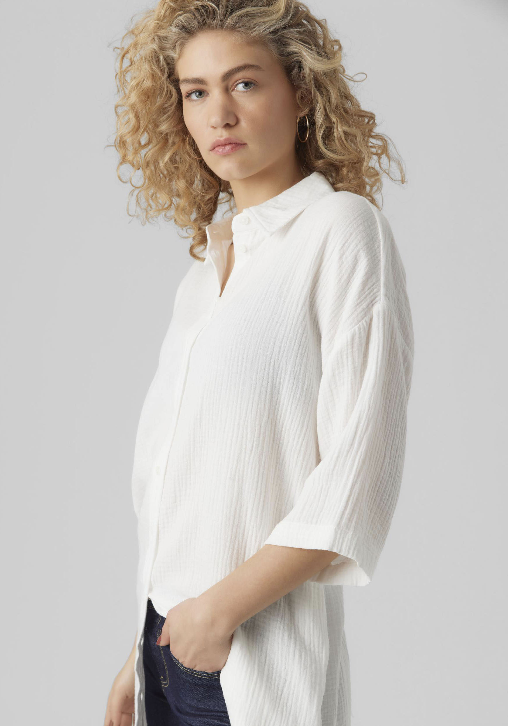 Thumbnail - Vero Moda Hemdblusenkleid "VMNATALI 3/4 LONG OVERSHIRT NOOS", Sommerkleid, mit 3/4 Ärmel