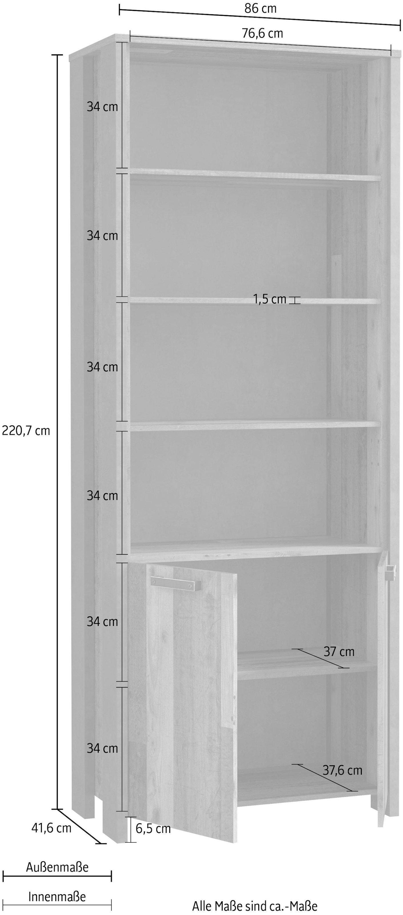 FORTE Aktenregal »Clif«, Bücherregal, Breite 86 cm, viel Stauraum mit 2 Türen