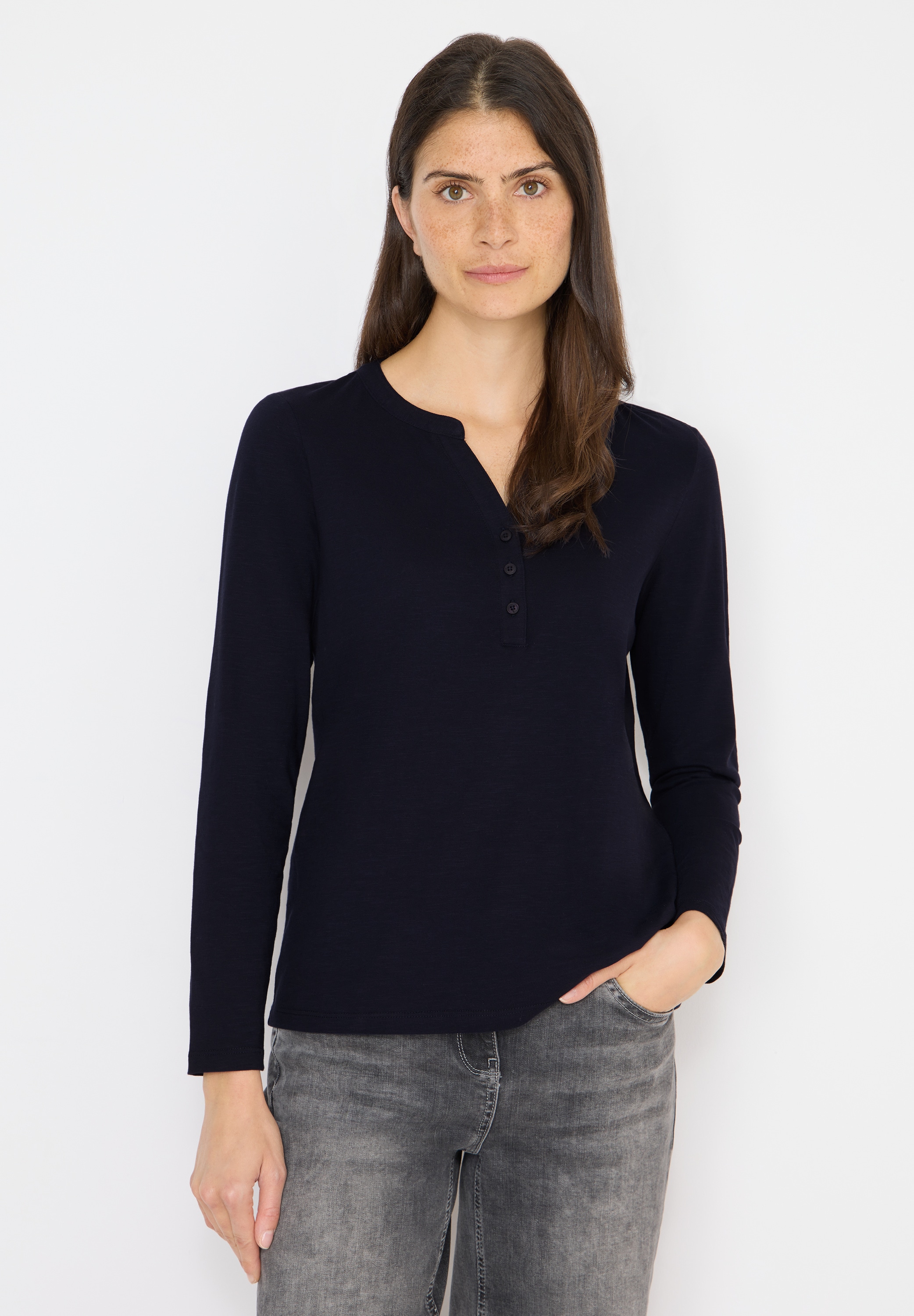 Cecil Langarmshirt aus reiner Baumwolle günstig online kaufen