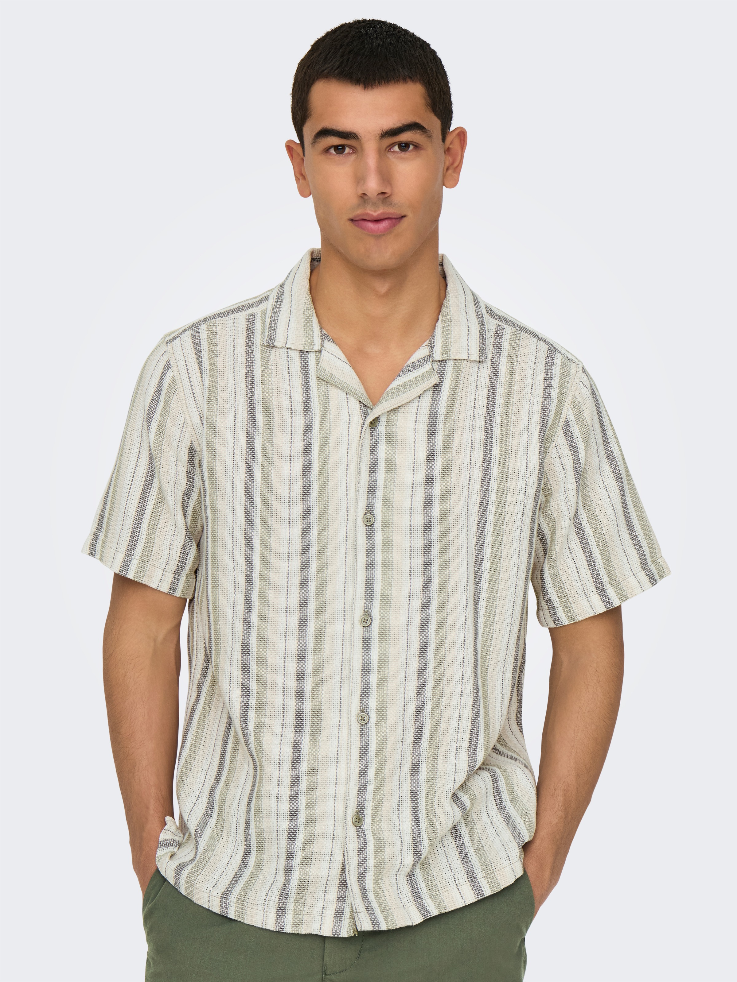 ONLY & SONS Kurzarmhemd "ONSTREV LIFE REG STRIPE SS SHIRT NOOS" günstig online kaufen