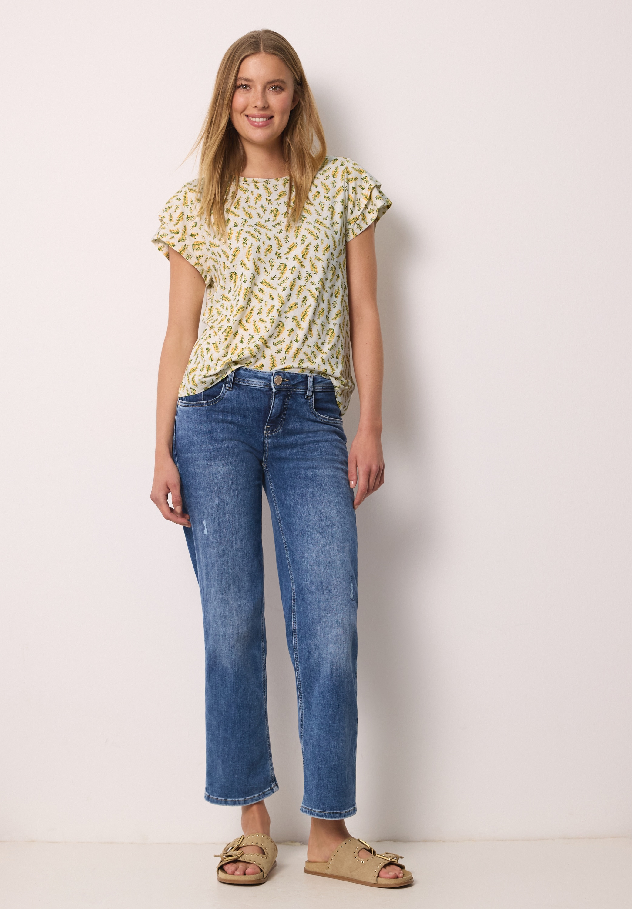 STREET ONE STUDIO Rundhalsshirt aus strecthigem Viskosematerial