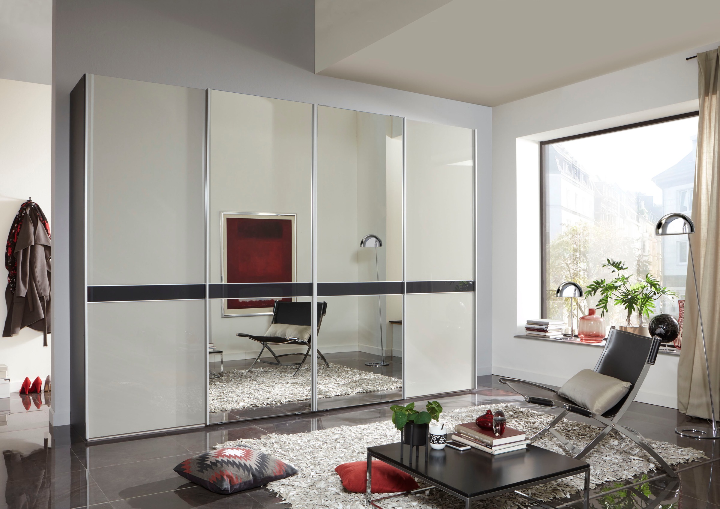 WIEMANN Schwebetürenschrank »Rialto«, hochwertige Glas- und Spiegelfront mit Querriegel