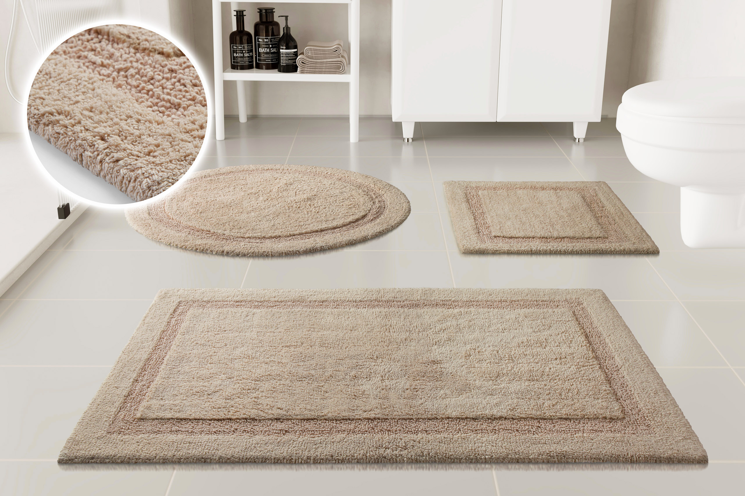 OTTO home Badematte "Meellor, uni, viele Farben, Badvorleger, Badezimmer Teppich" Höhe 20 mm rutschhemmend beschichtet fußbodenheizungsgeeignet Badteppich, getuftet, modern, Uni, antirutsch, flauschig, Baumwolle