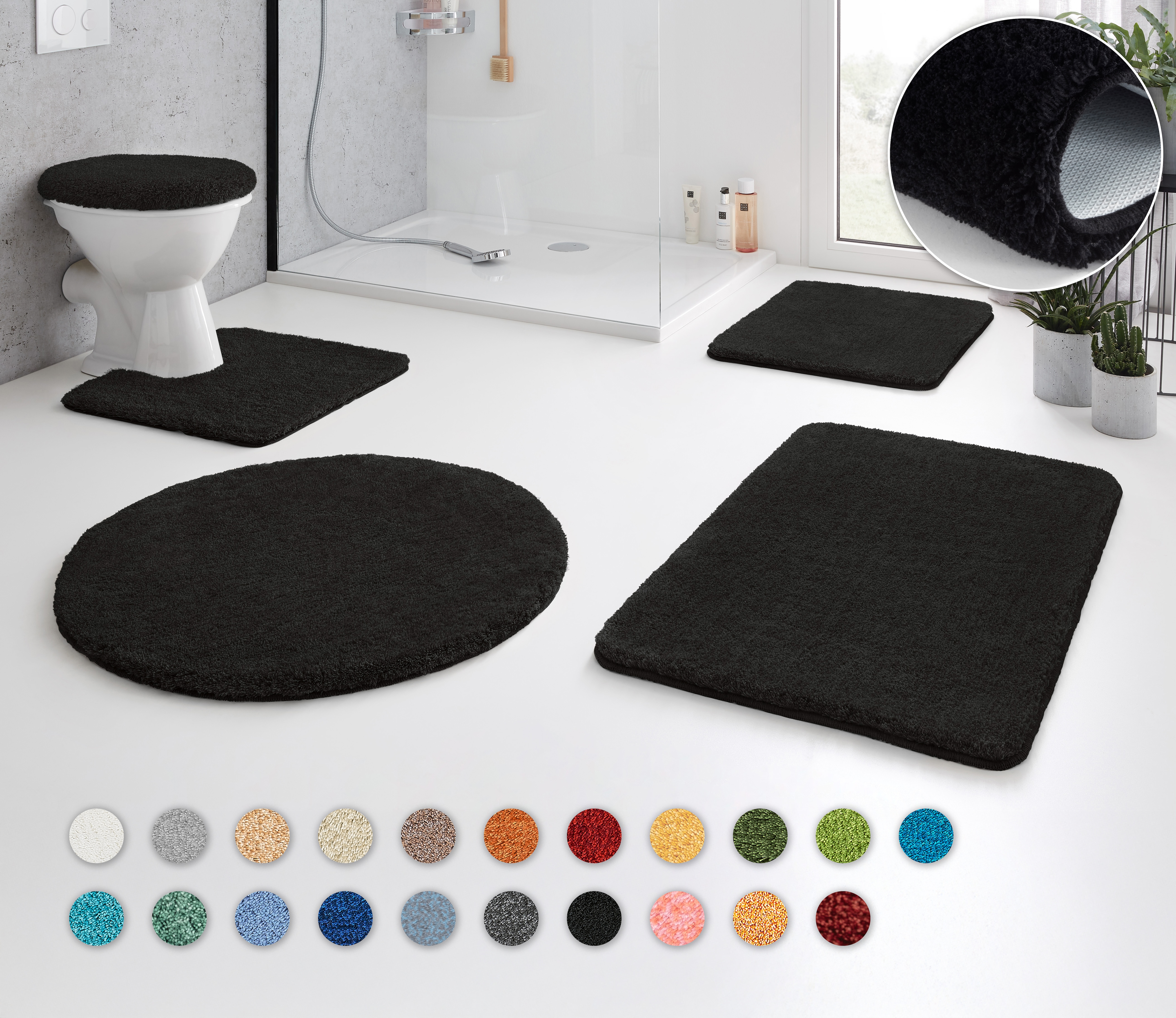 Kleine Wolke Badematte "RELAX, Badvorleger, Badezimmer Teppich" Höhe 30 mm rutschhemmend beschichtet fußbodenheizungsgeeignet Badteppich, meliert, rechteckig, rund & als Set erhältlich