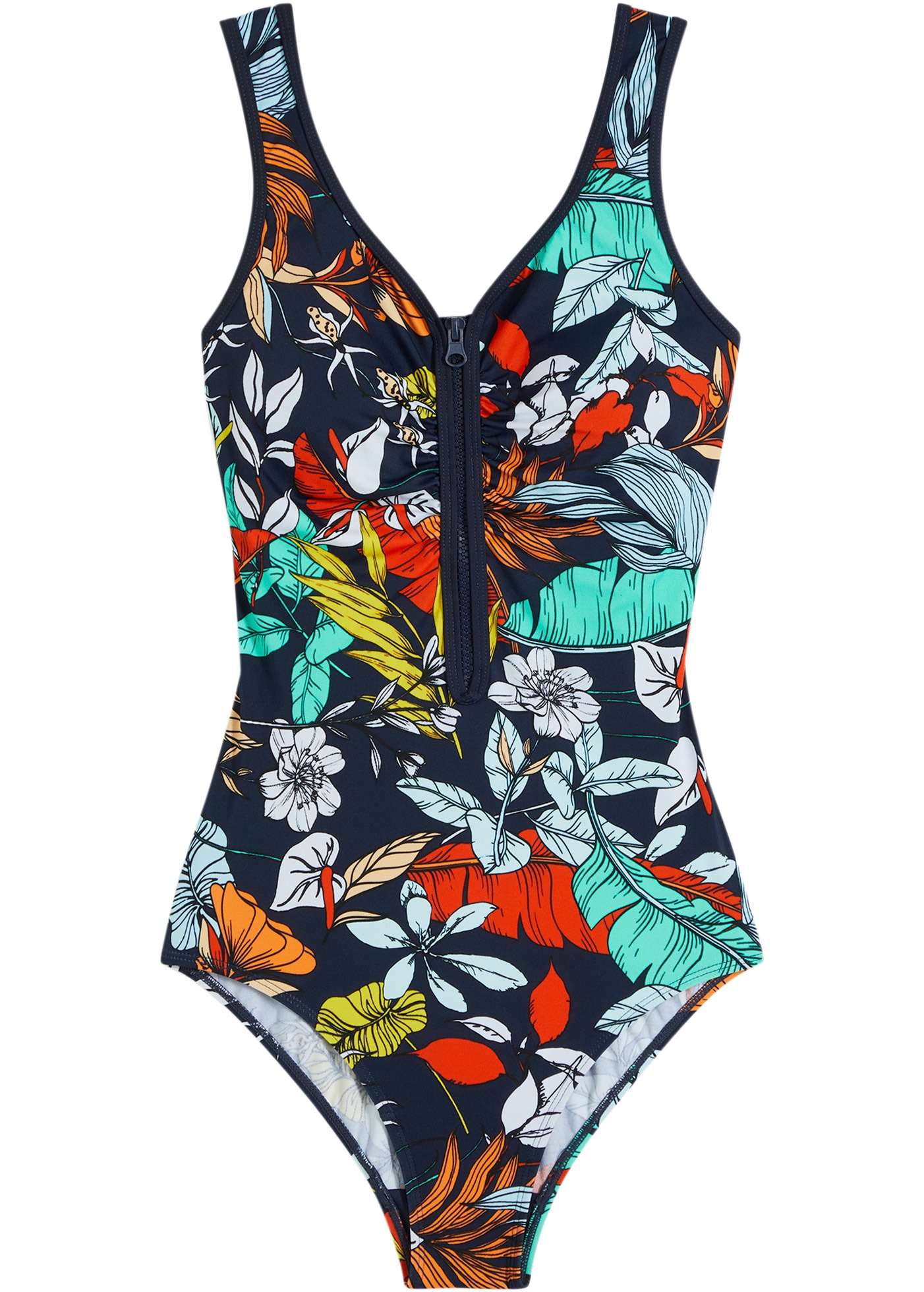 bonprix Badeanzug sportlicher Stil, mit Reißverschluss, aus Polyamid und Elasthan