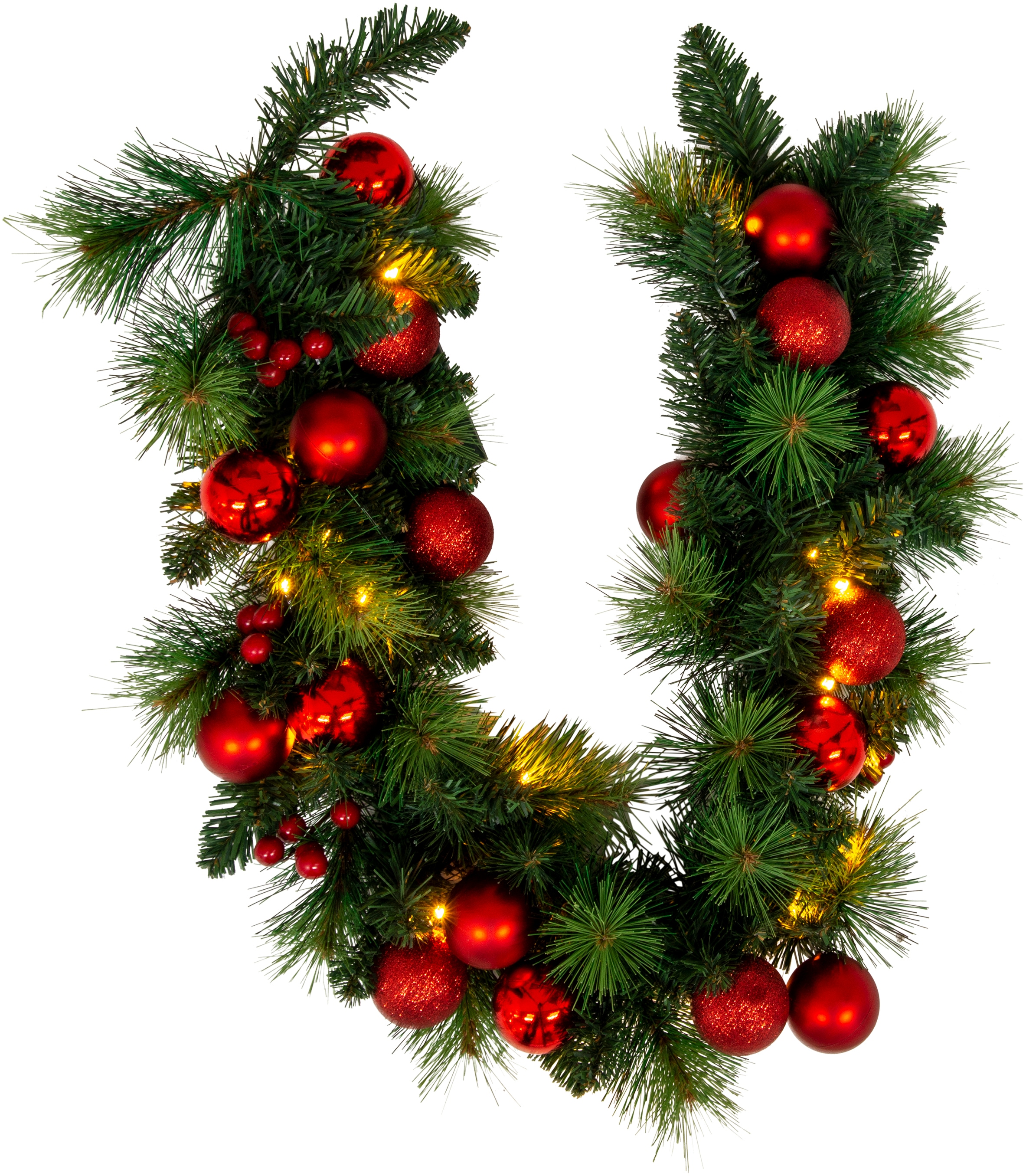 näve LED-Lichterkette »LED-Weihnachtslichterkette mit Dekoration, Weihnachtsdeko«, AA Batterie, Timerfunktion (6on/18off), mit Ein-/Ausschalter, rot/grün